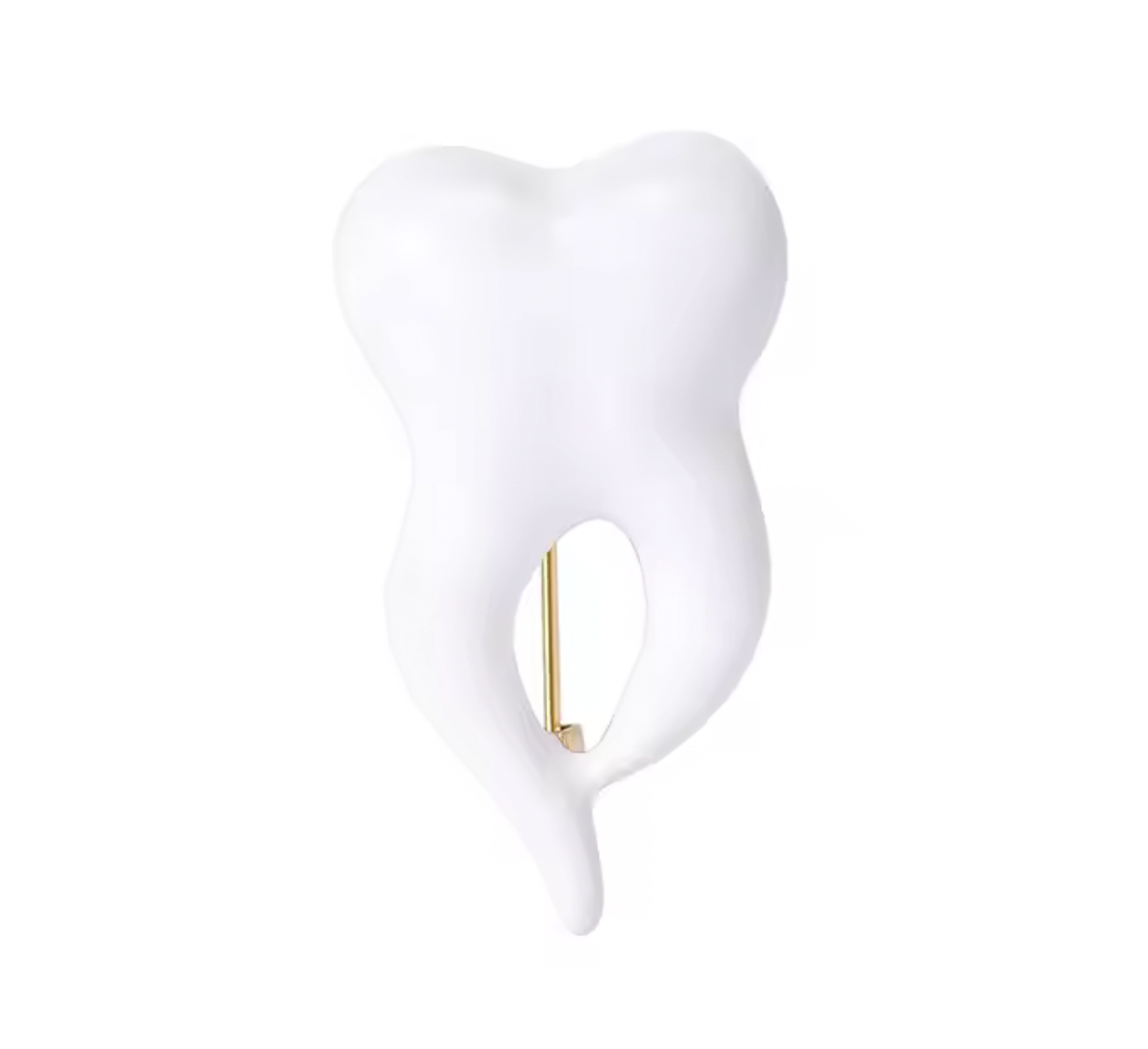 Dentist 3D White Tooth Pin Badge