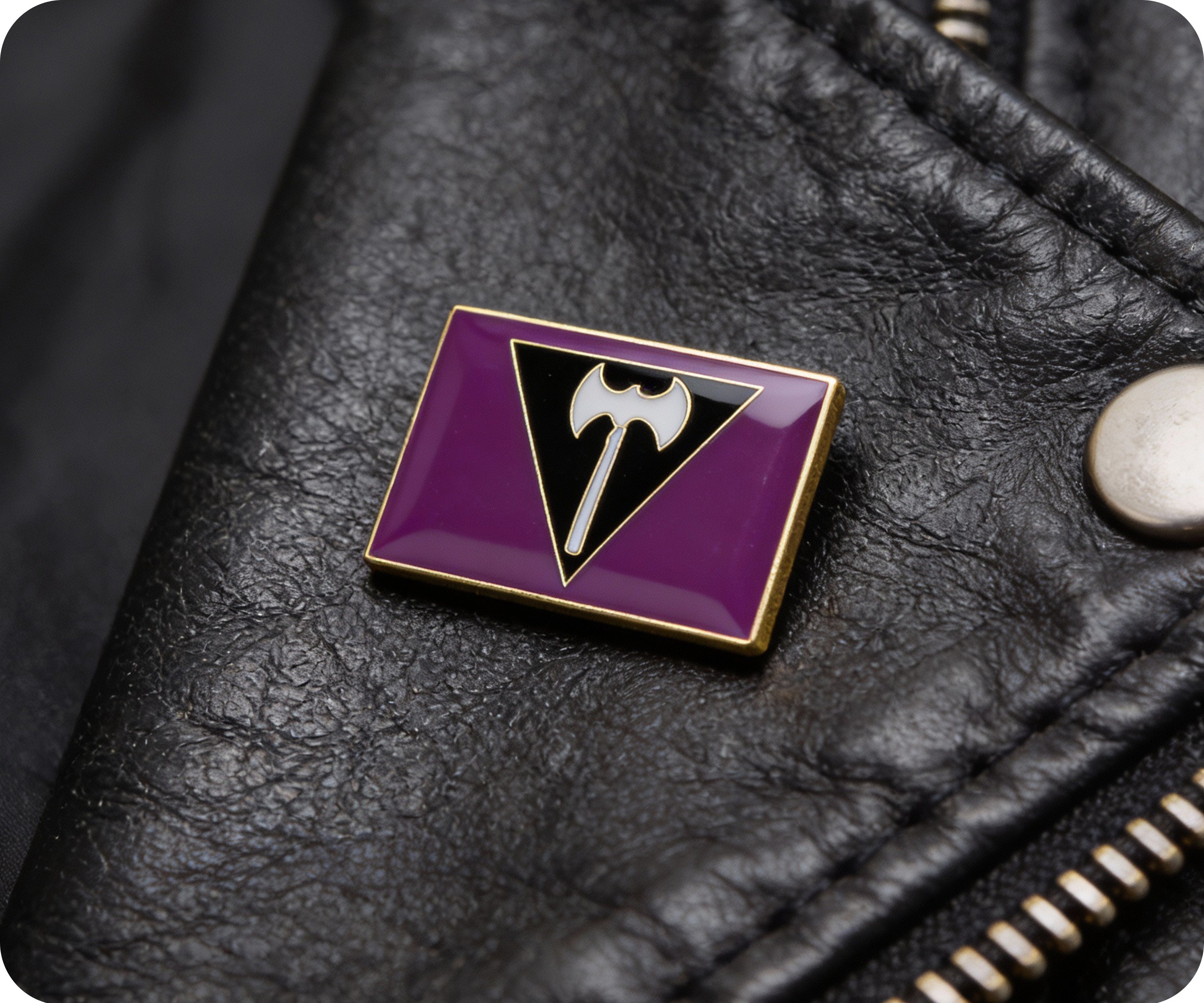 Labrys Lesbian Battle Axe Rectangle Pride Pin Badge