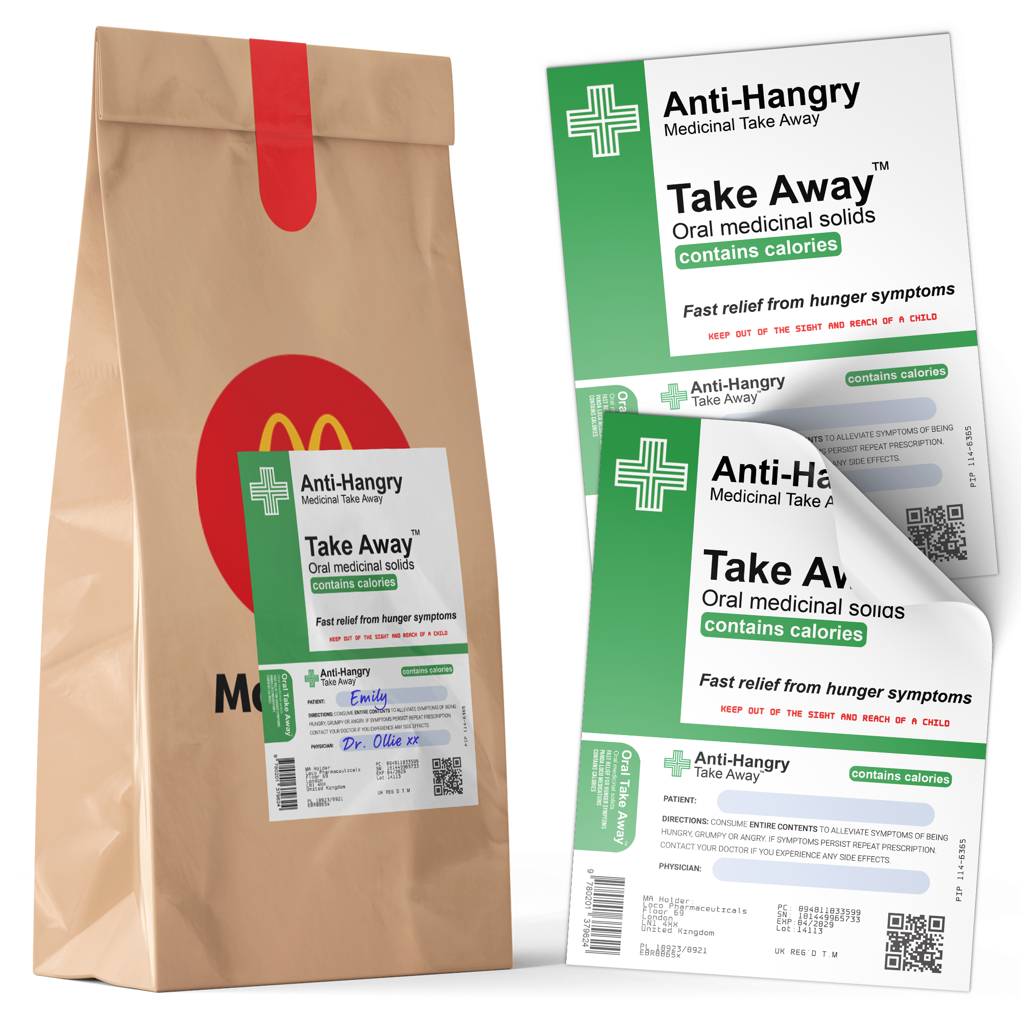 Anti-Hangry Prescription Take Away Junk Food Stickers