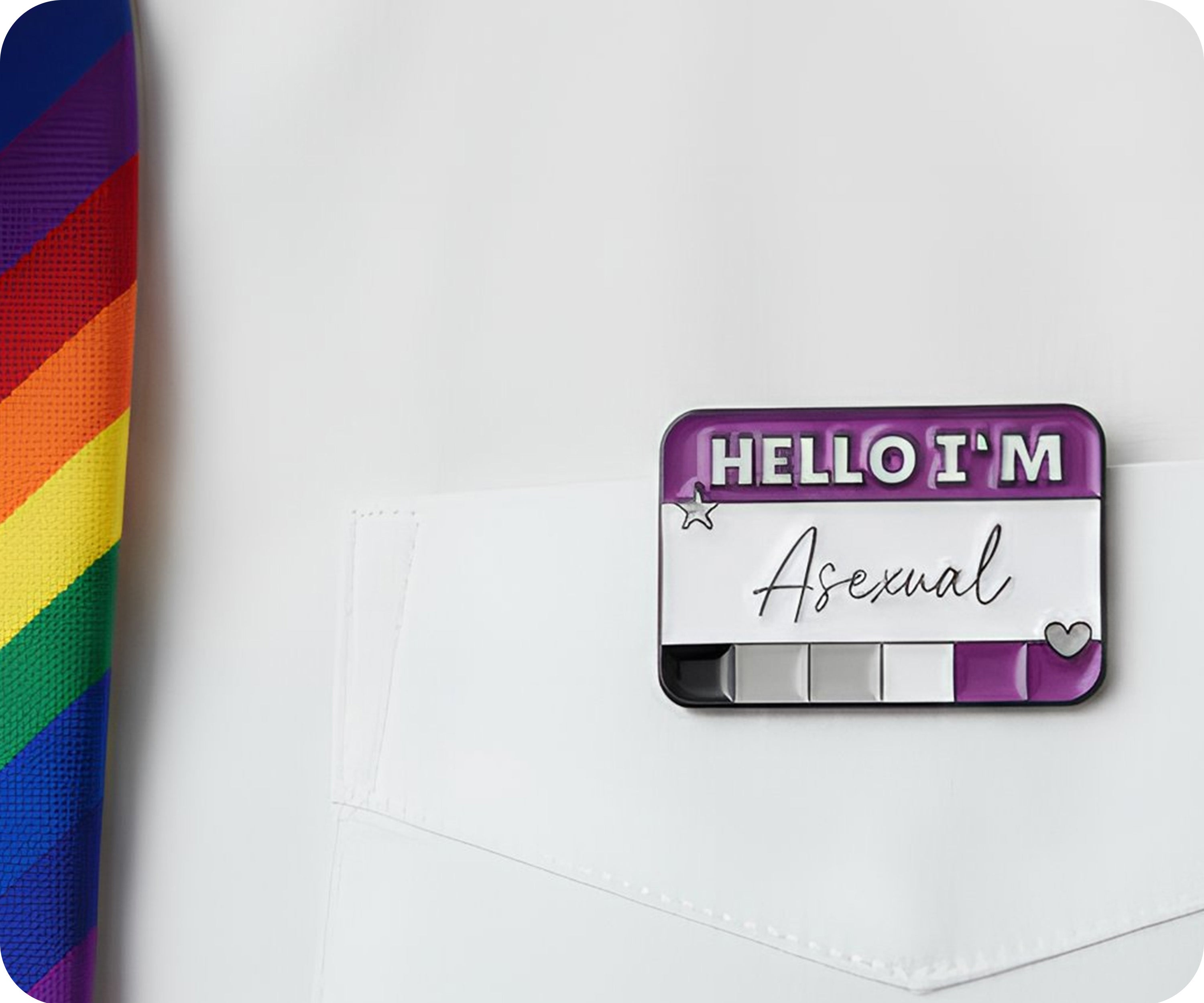 Hello I'm Asexual Pin Badge