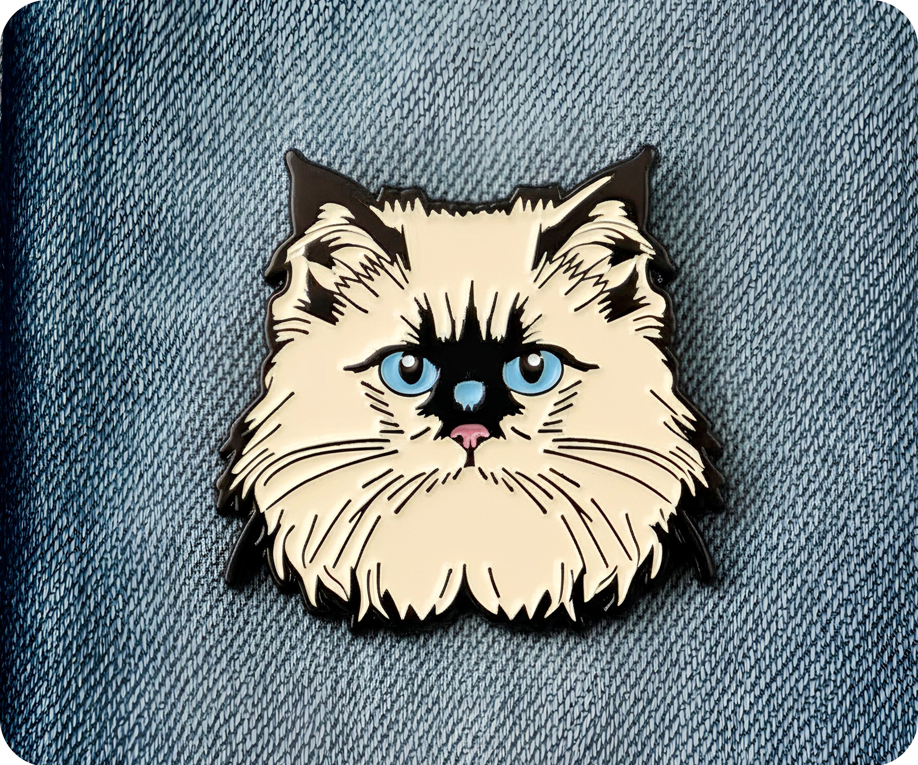 Persian Cat Pin Badge