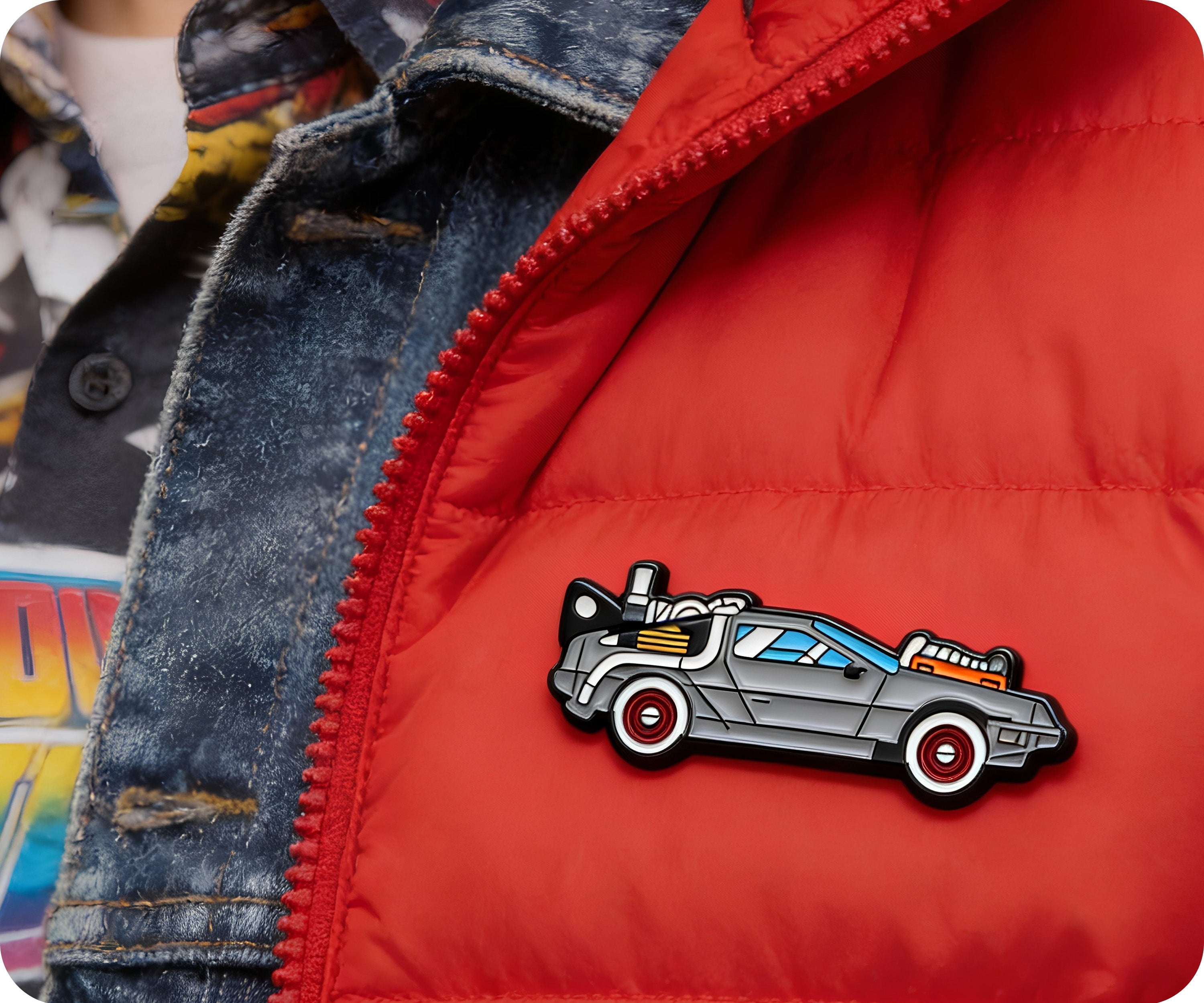 Time Machine DeLorean Pin Badge