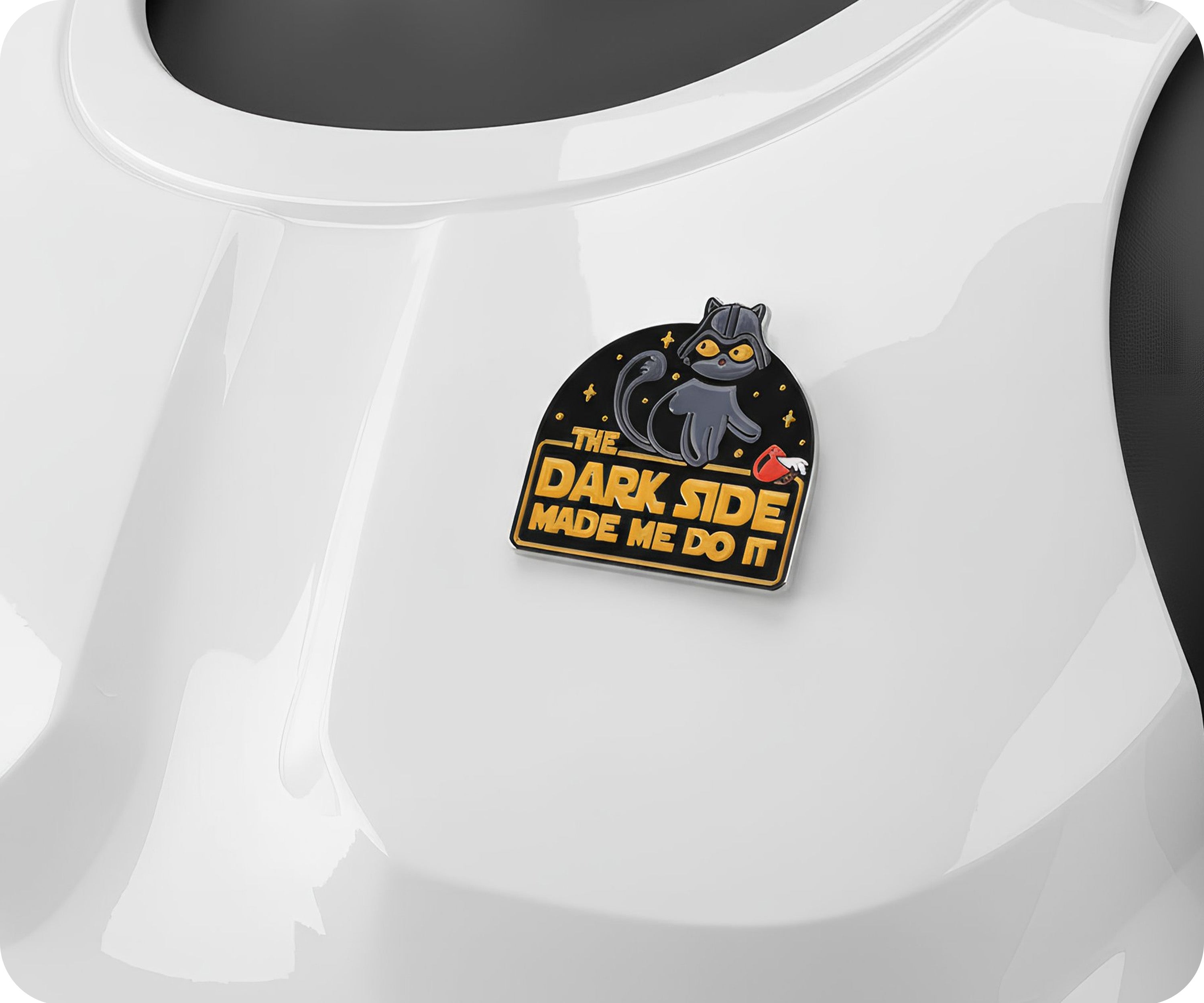 Dark Side Made Me Do It Cat Space Pin Badge