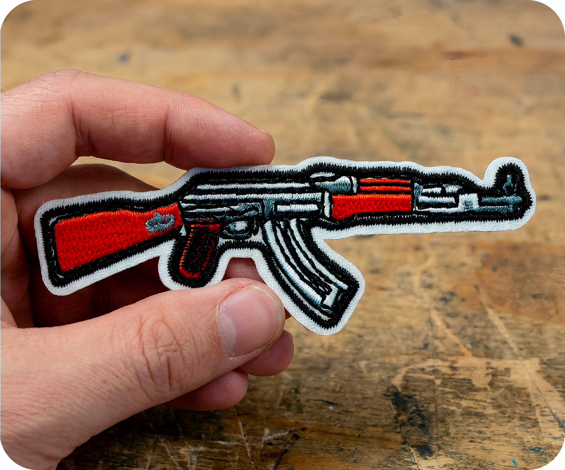 AK47 U Assault Rifle Gun Iron On Patch (8 x 2.8cm)