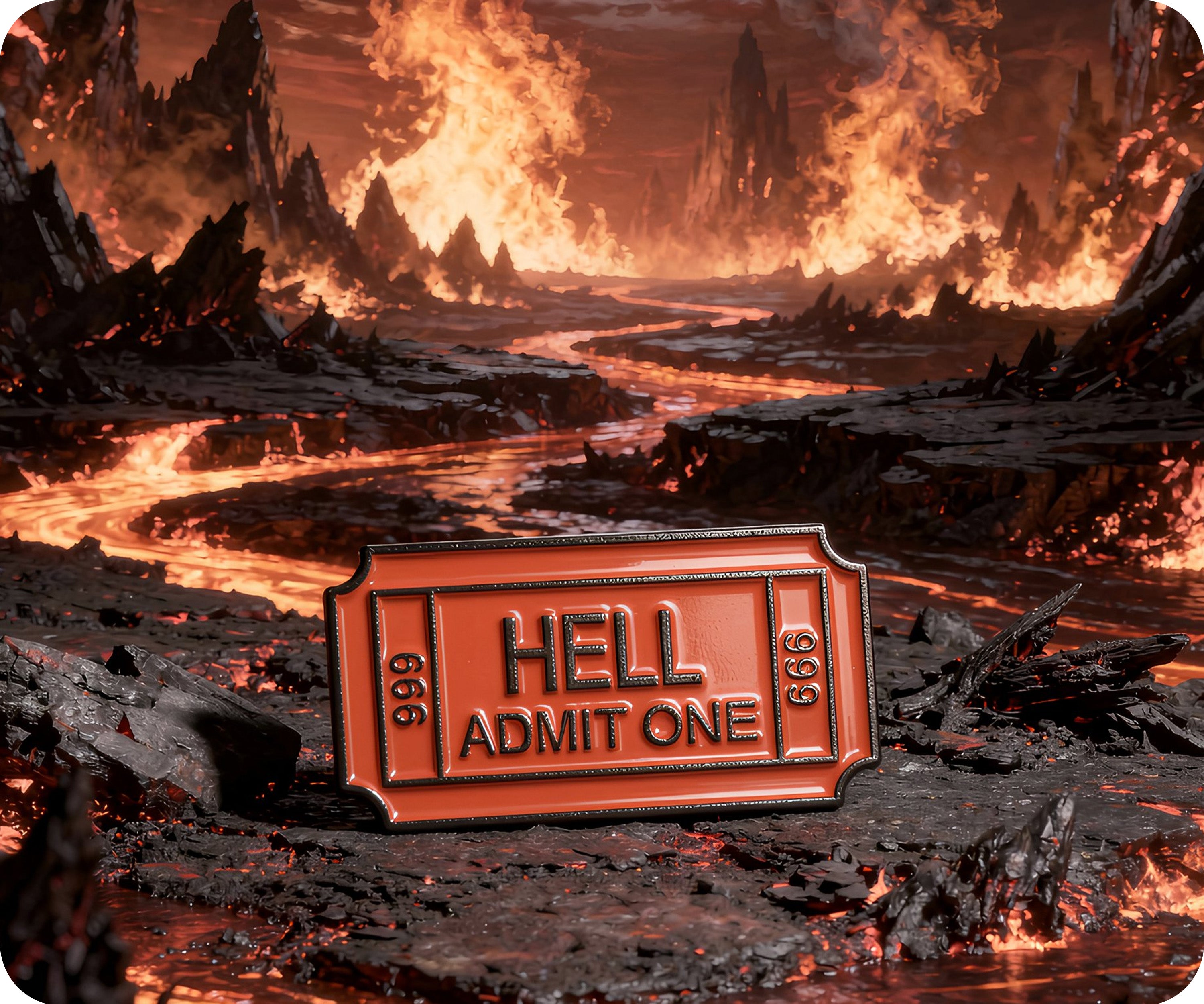 Ticket To Hell Pin Badge