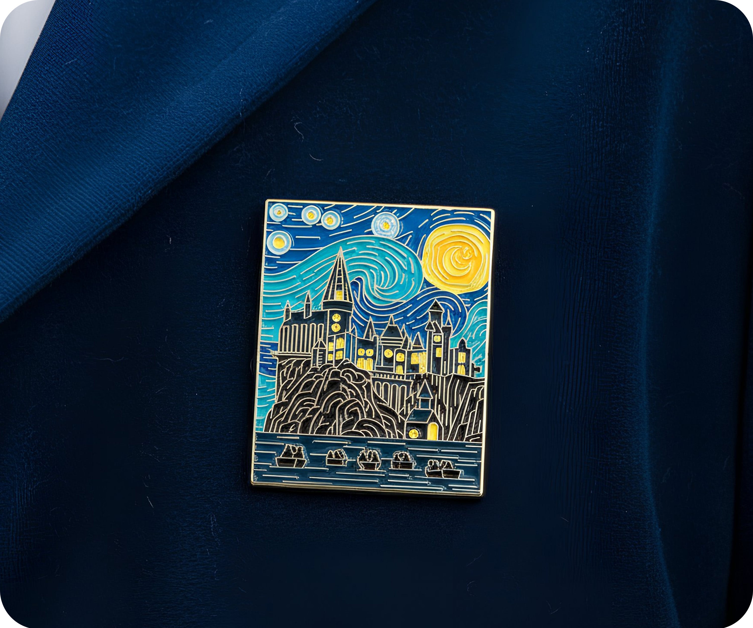 Van Gogh Art Wizard School Castle Pin Badge
