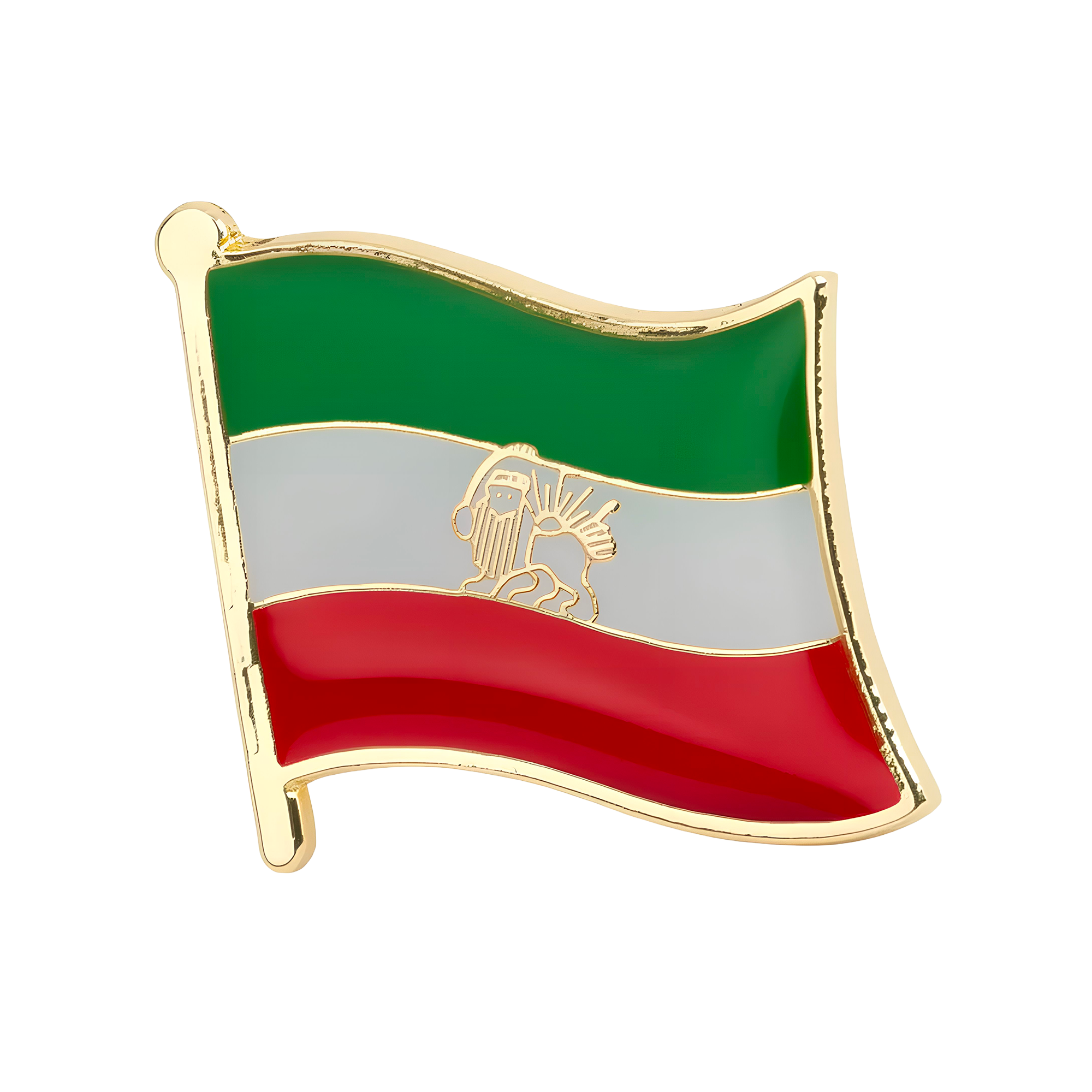 Pin con la bandera del sol y el león de Irán