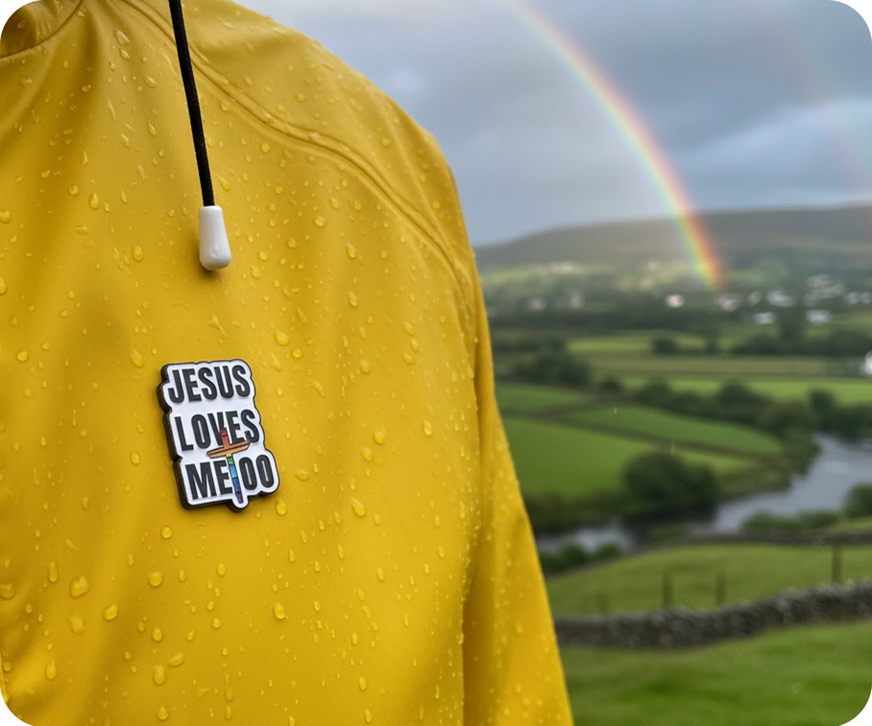 Jesus Loves Me Too Pride Christian Cross Pin Badge