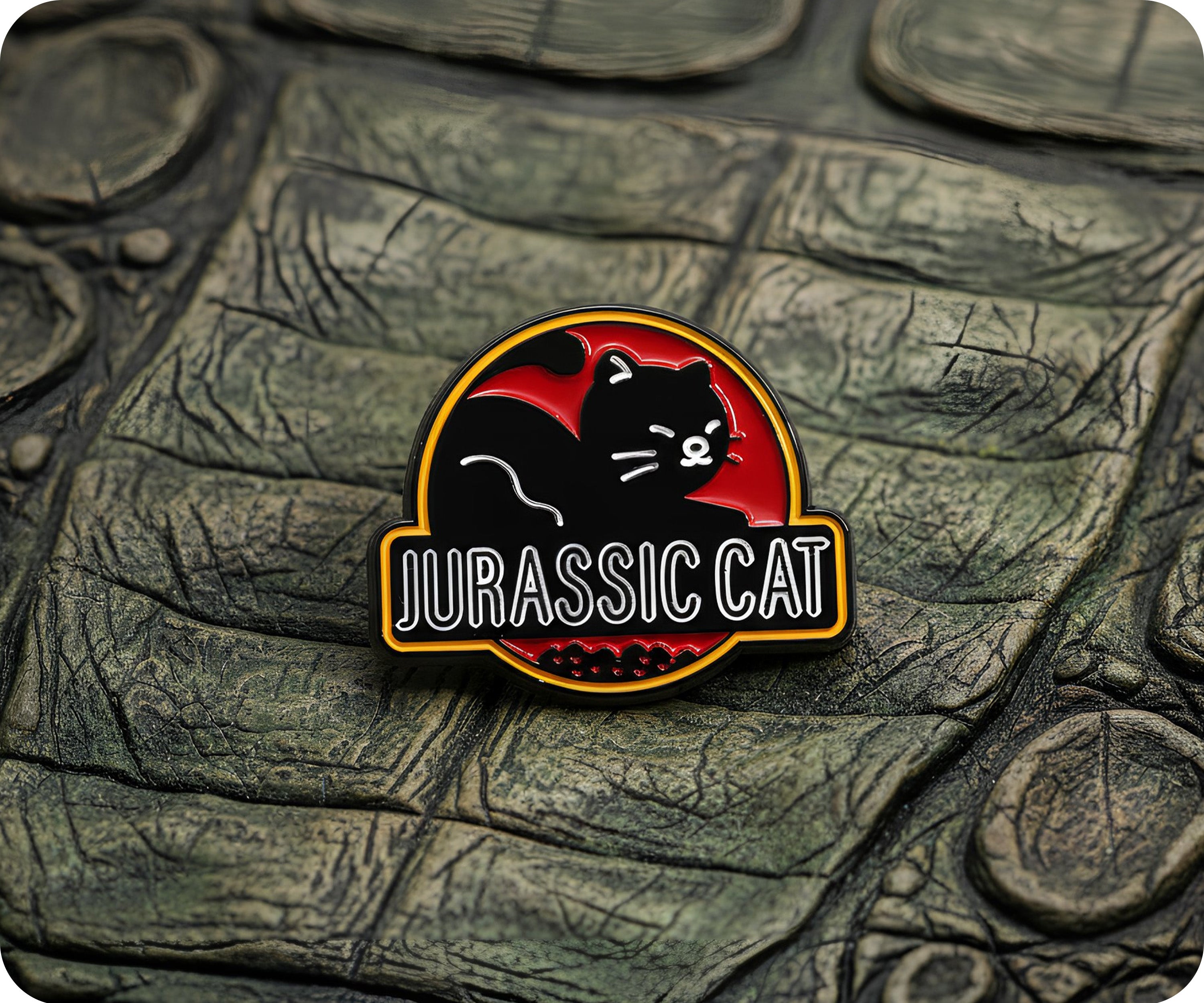Jurassic Cat Pin Badge