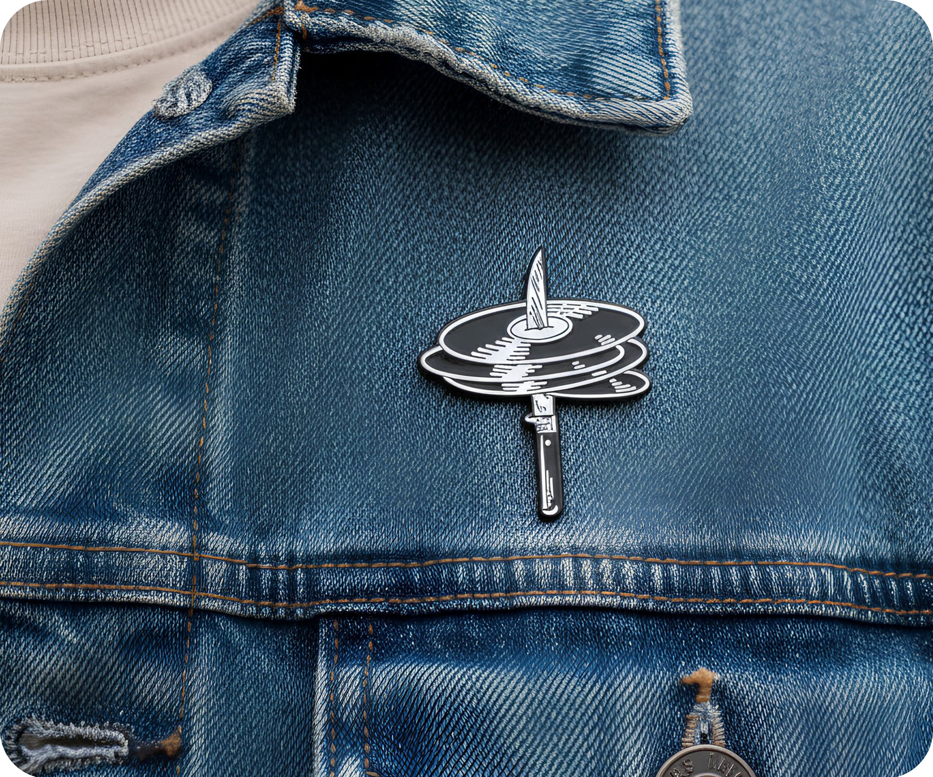 Vinyl Records Knife Pin Badge