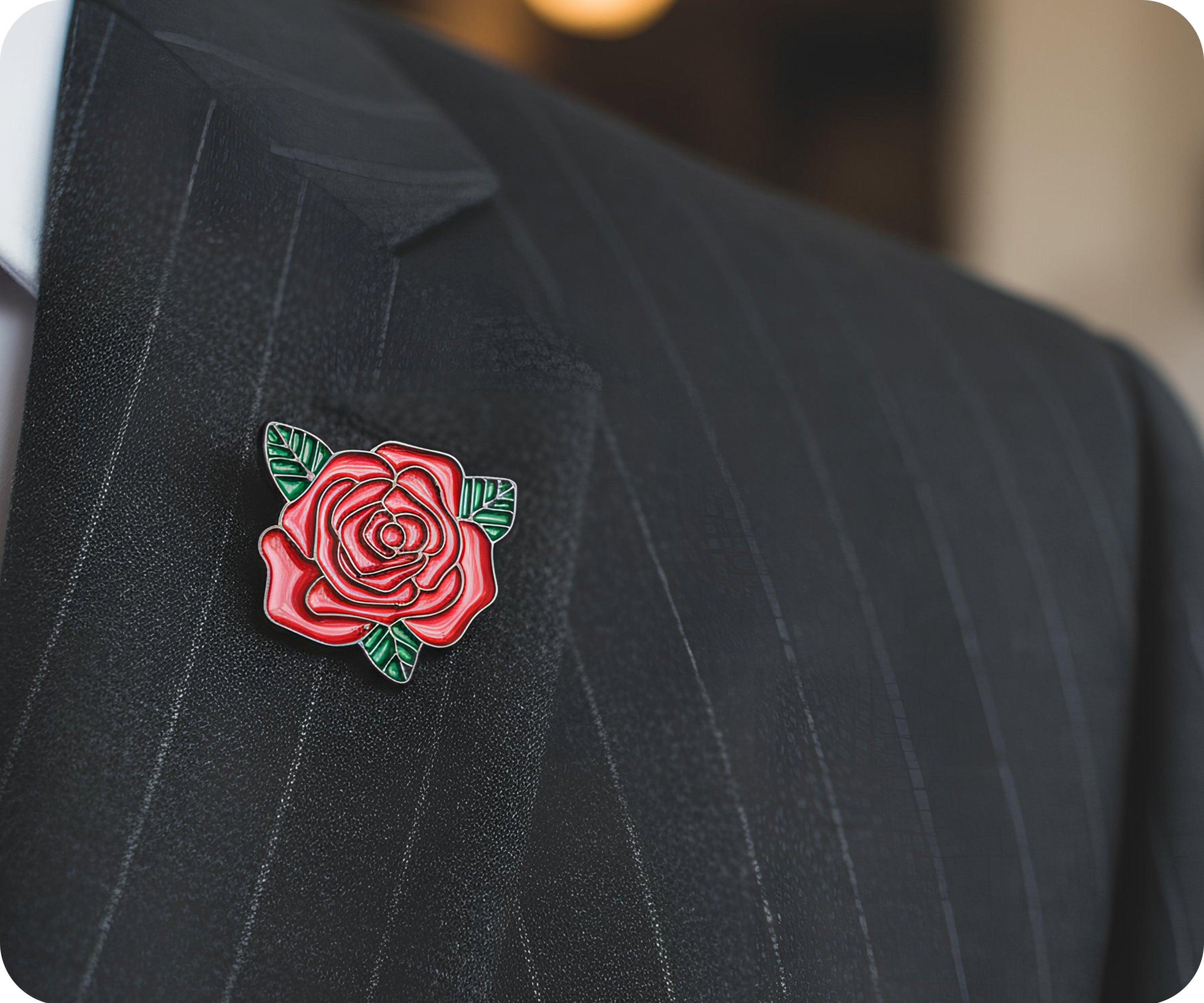Rose 3 Leaf Pin Badge