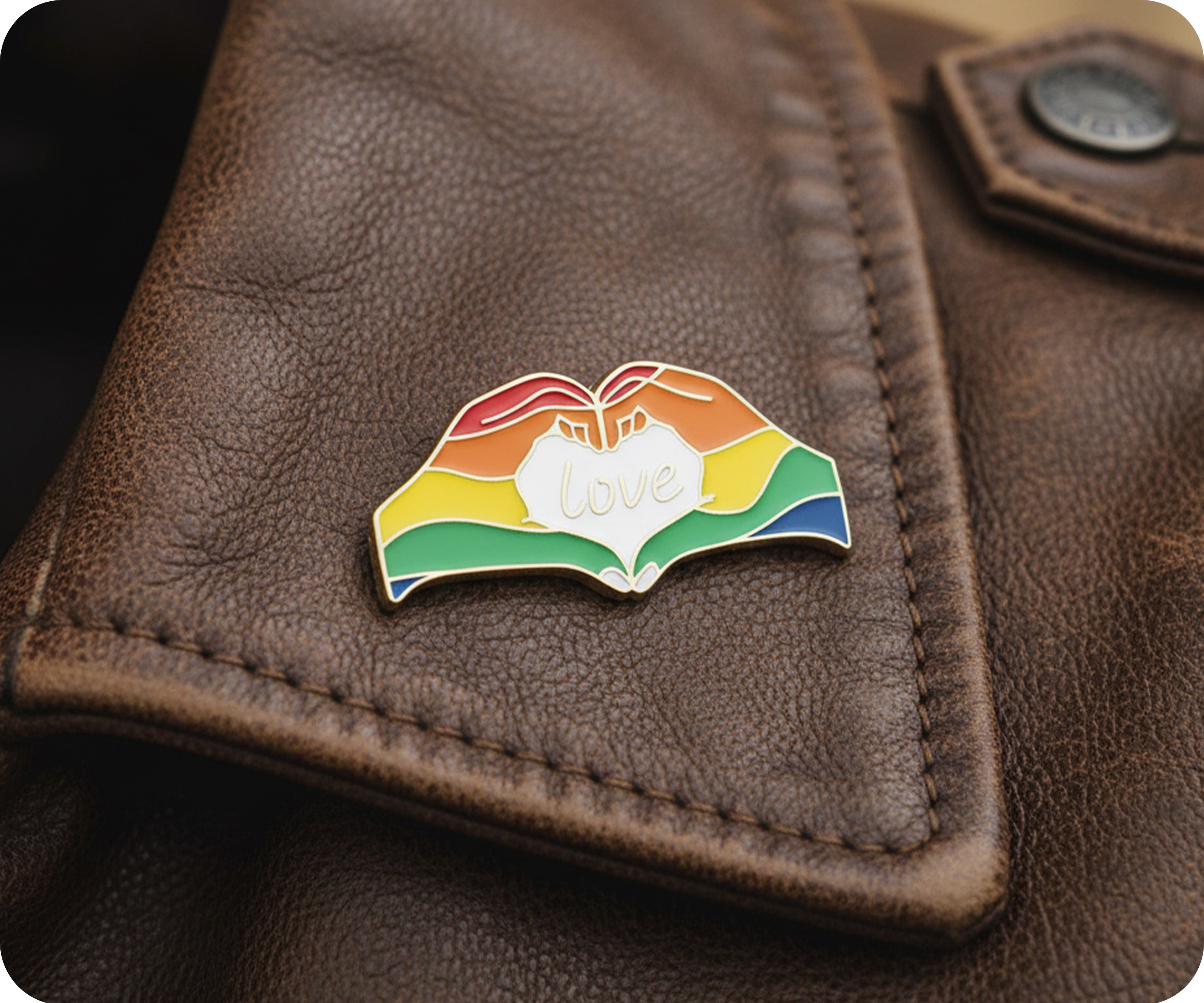 LGBTQI+ Rainbow Pride Love Hands Badge