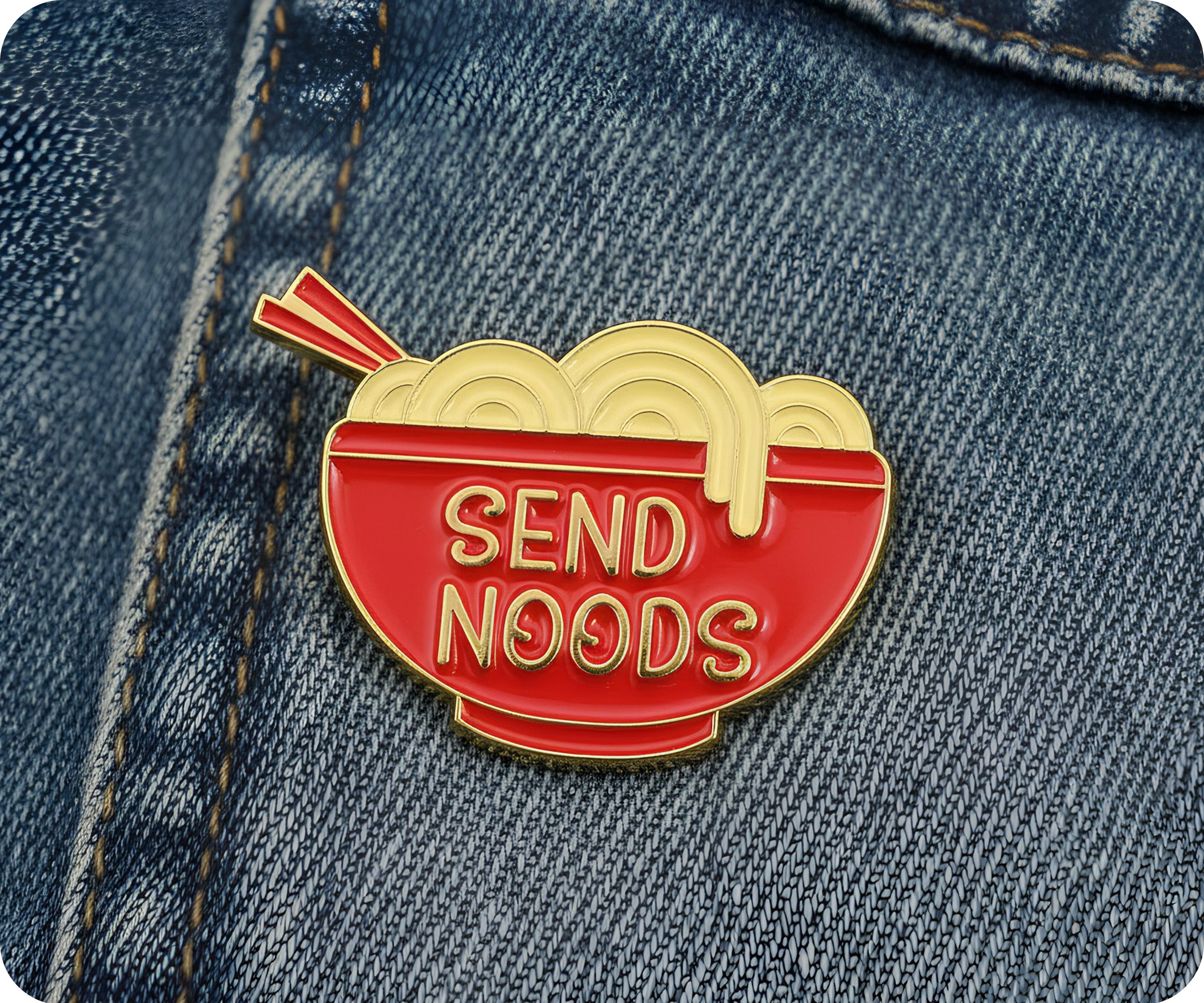 Send Nudes Noods Noodles Pin Badge