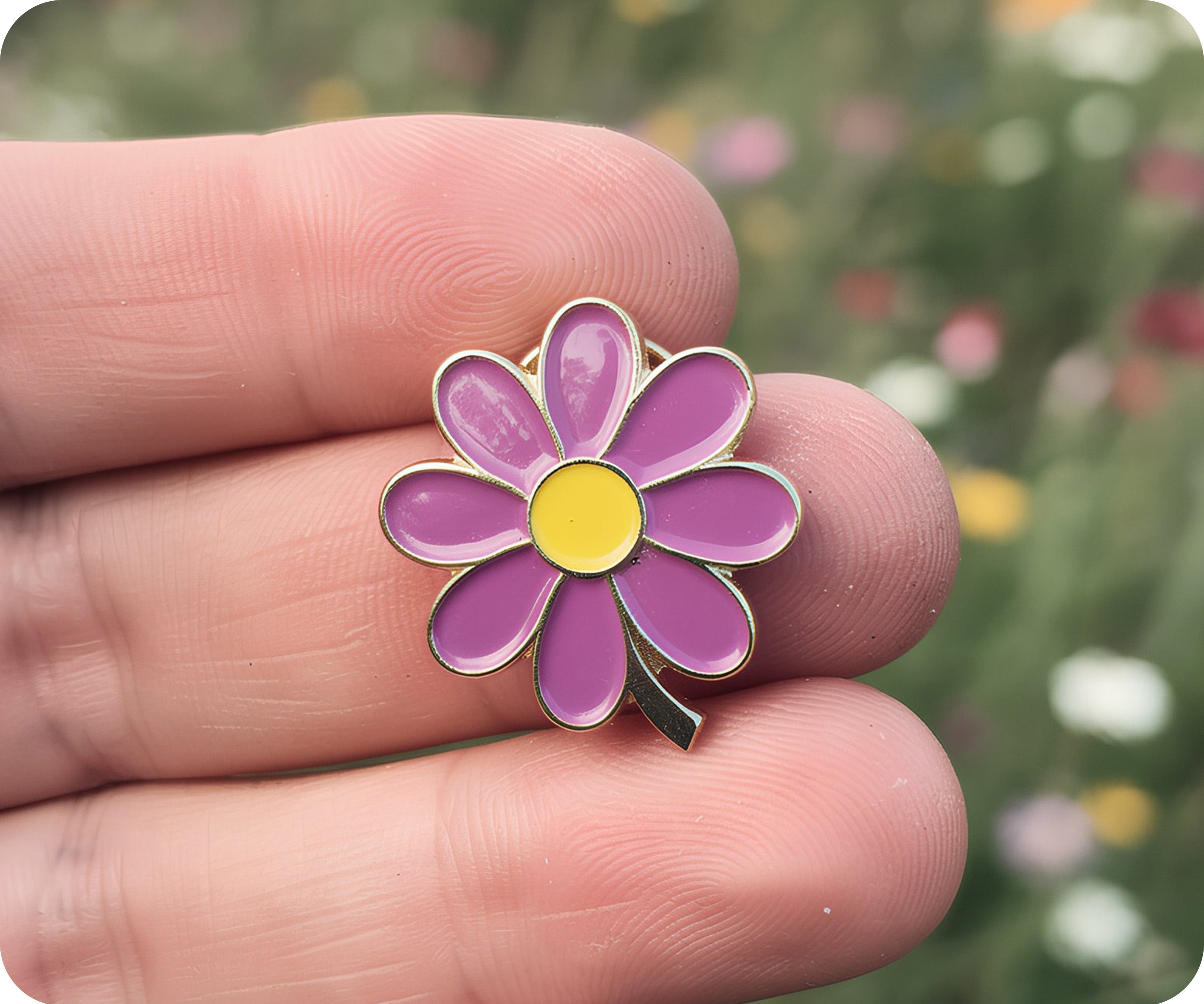 Purple Flower Pin Badge