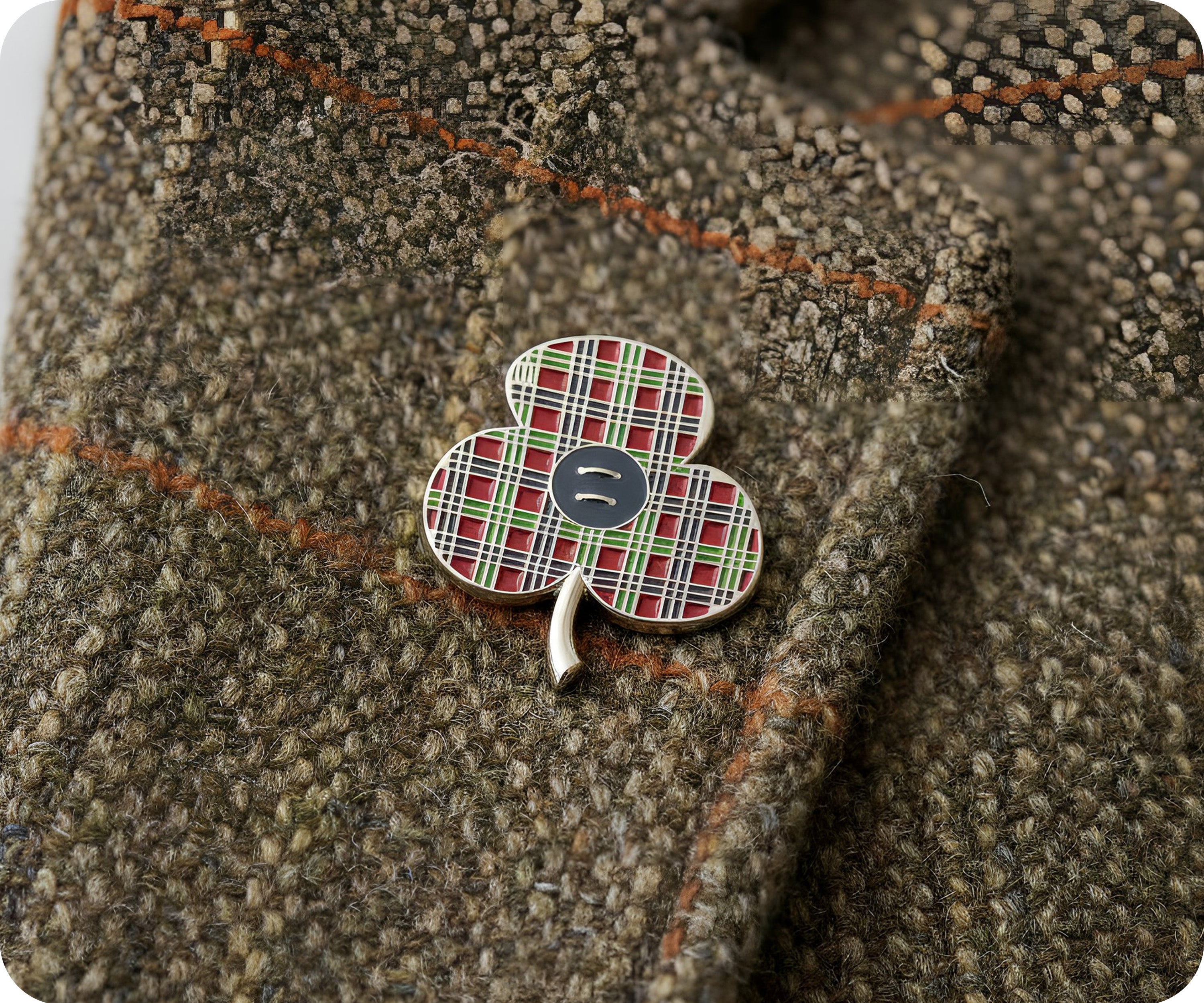 Tartan Poppy Pin Badge