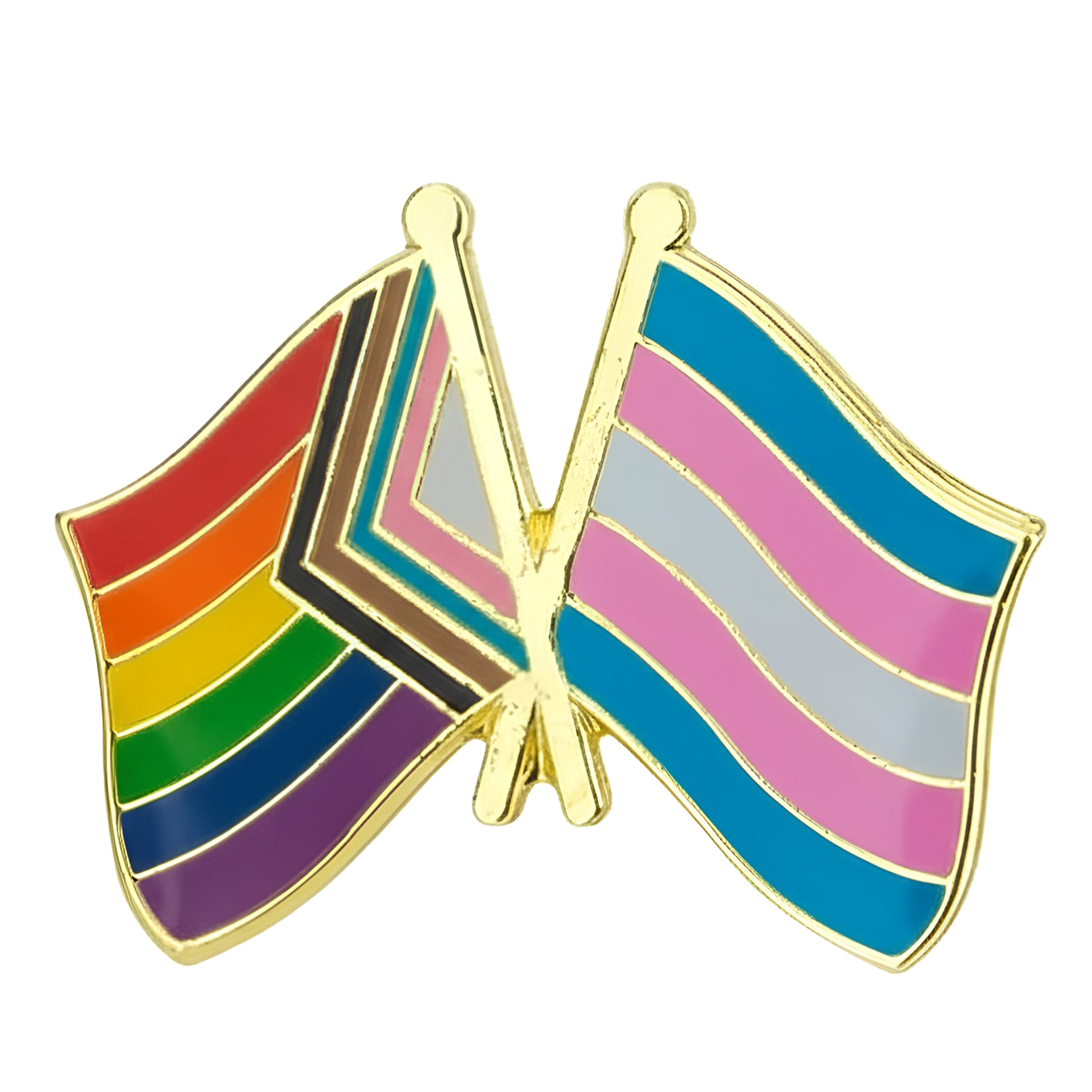 Insignia de orgullo y amistad transgénero con arcoíris