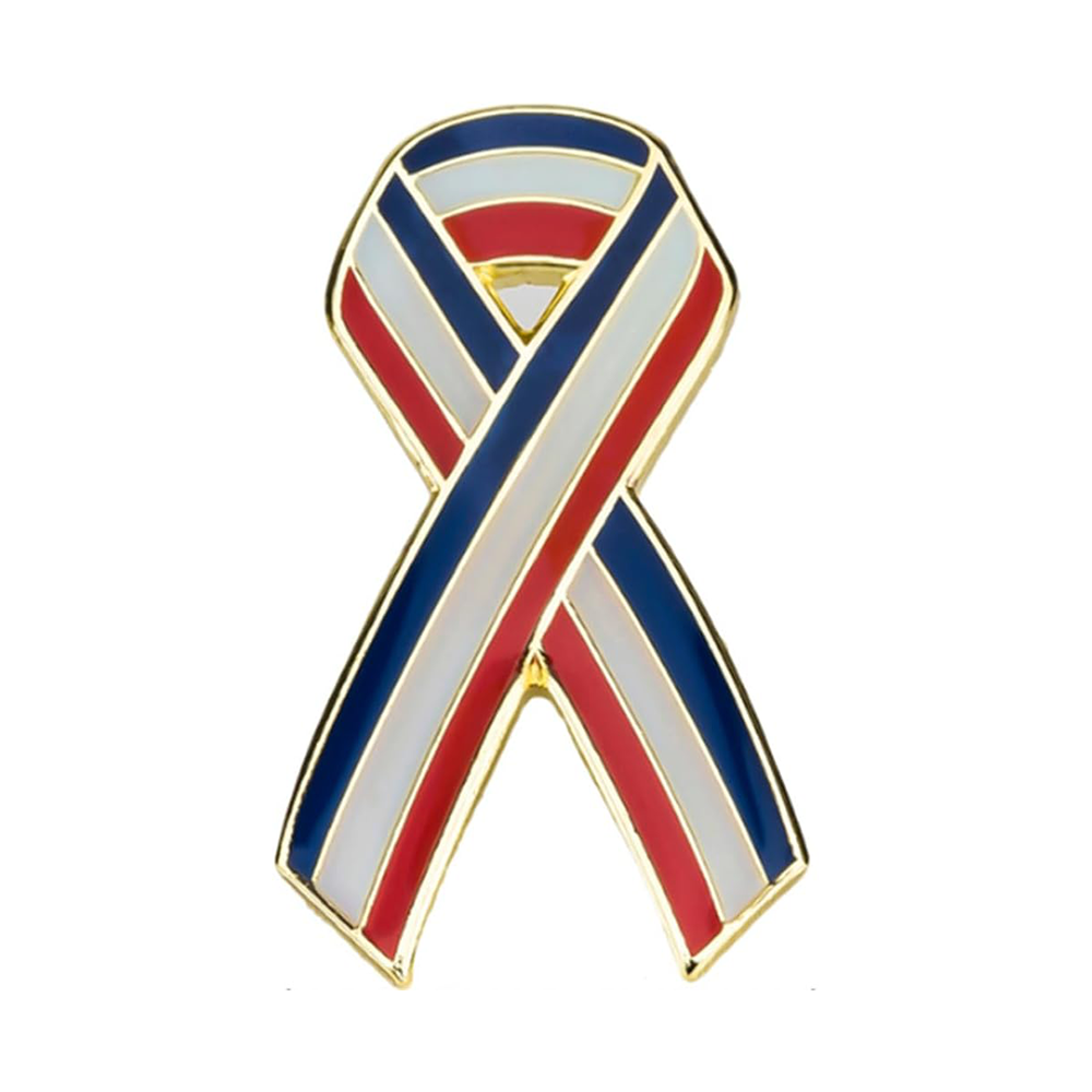 Red, White & Blue Ribbon Flag Pin Badge