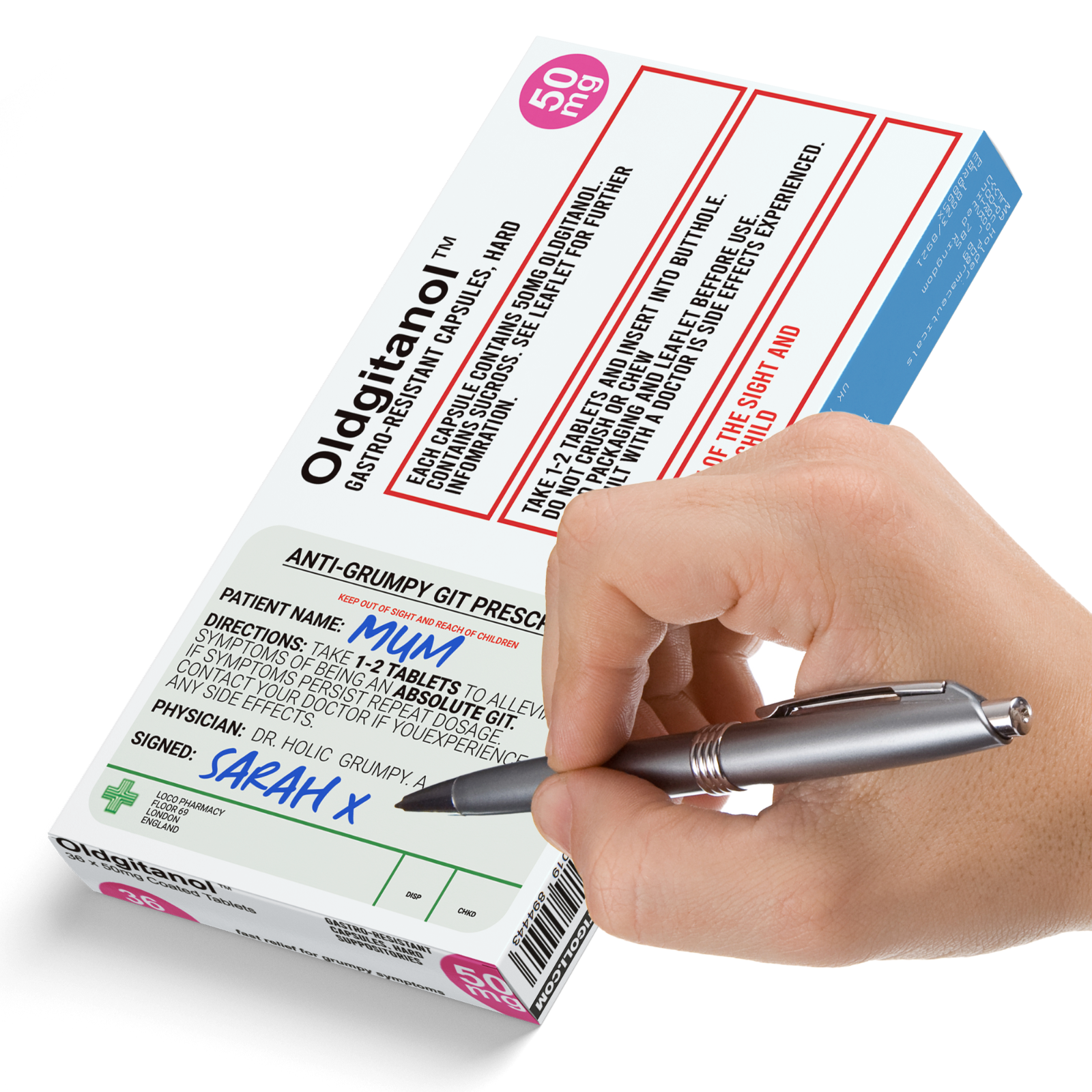 Anti-Aging Pill Medication Box Realistic Prescription Joke Gag Funny + Free Prescription Bag