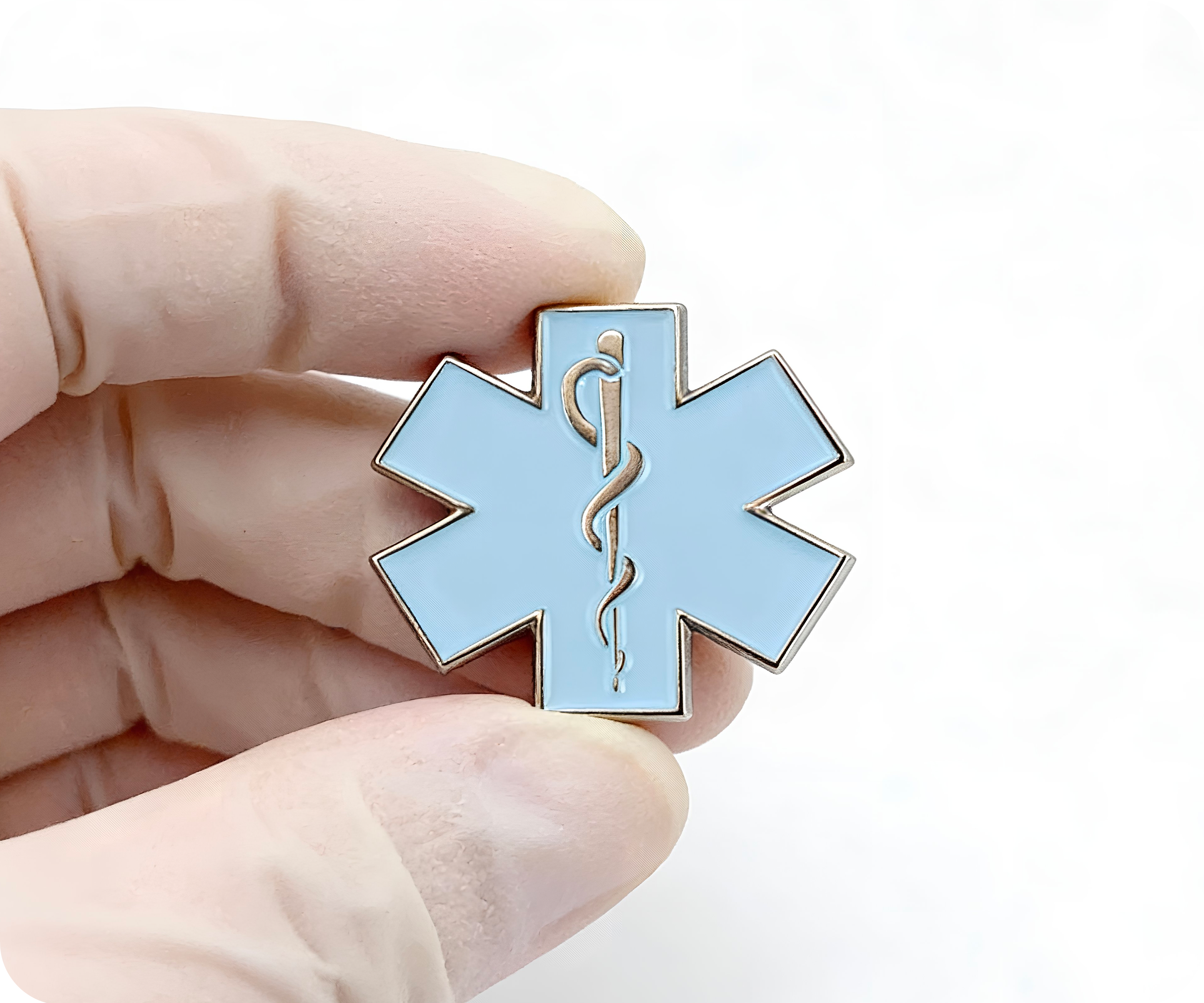 White Medical Ambulance Star Pin Badge