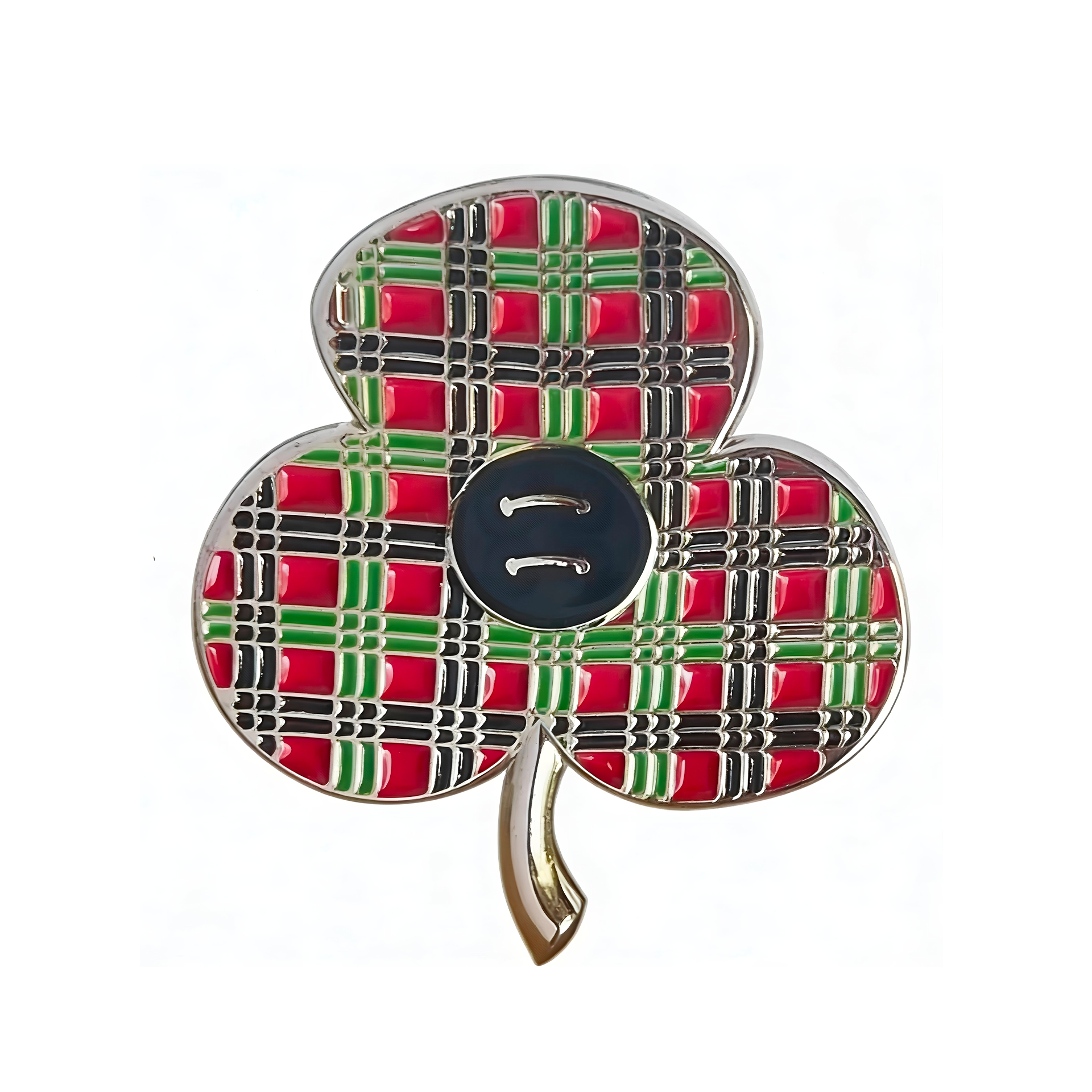 Tartan Poppy Pin Badge