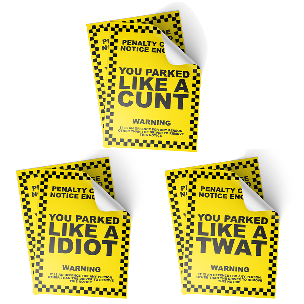 5 X Joke Parking Ticket Stickers A6