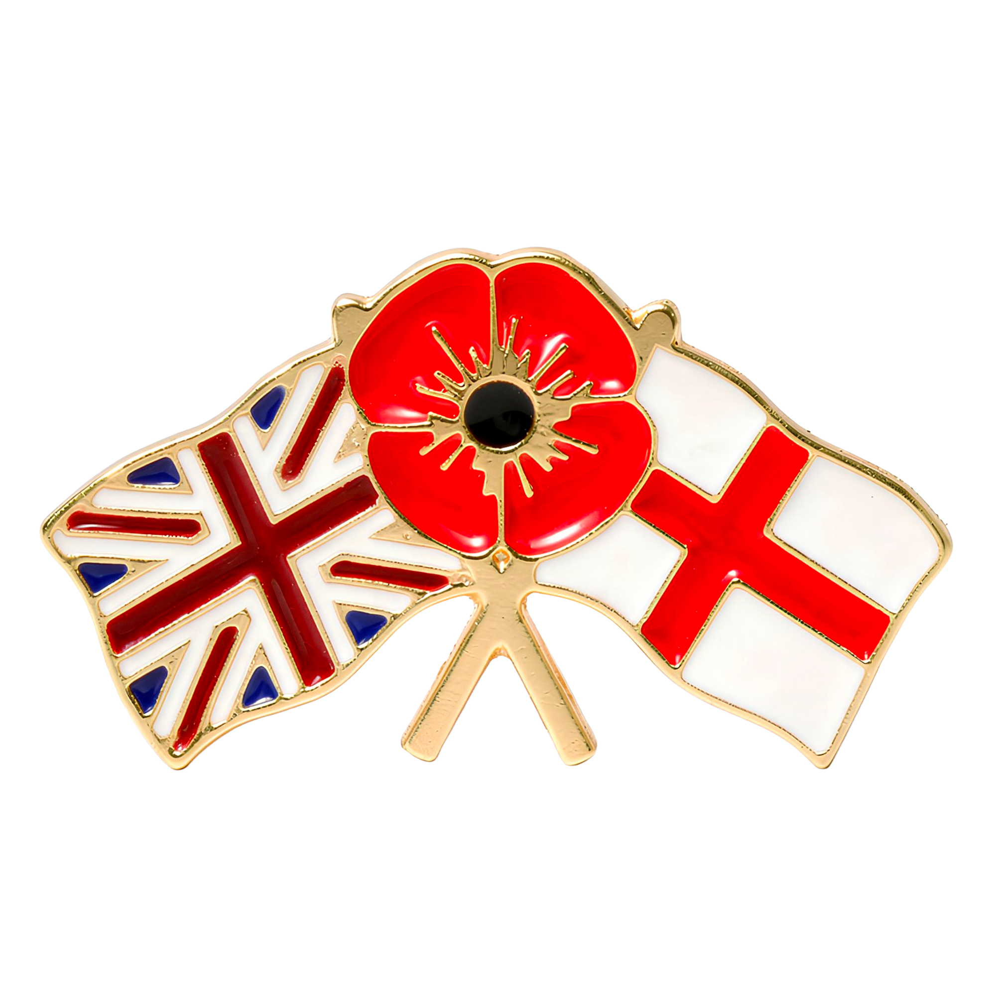 United Kingdom & England Poppy Union Jack Pin Badge
