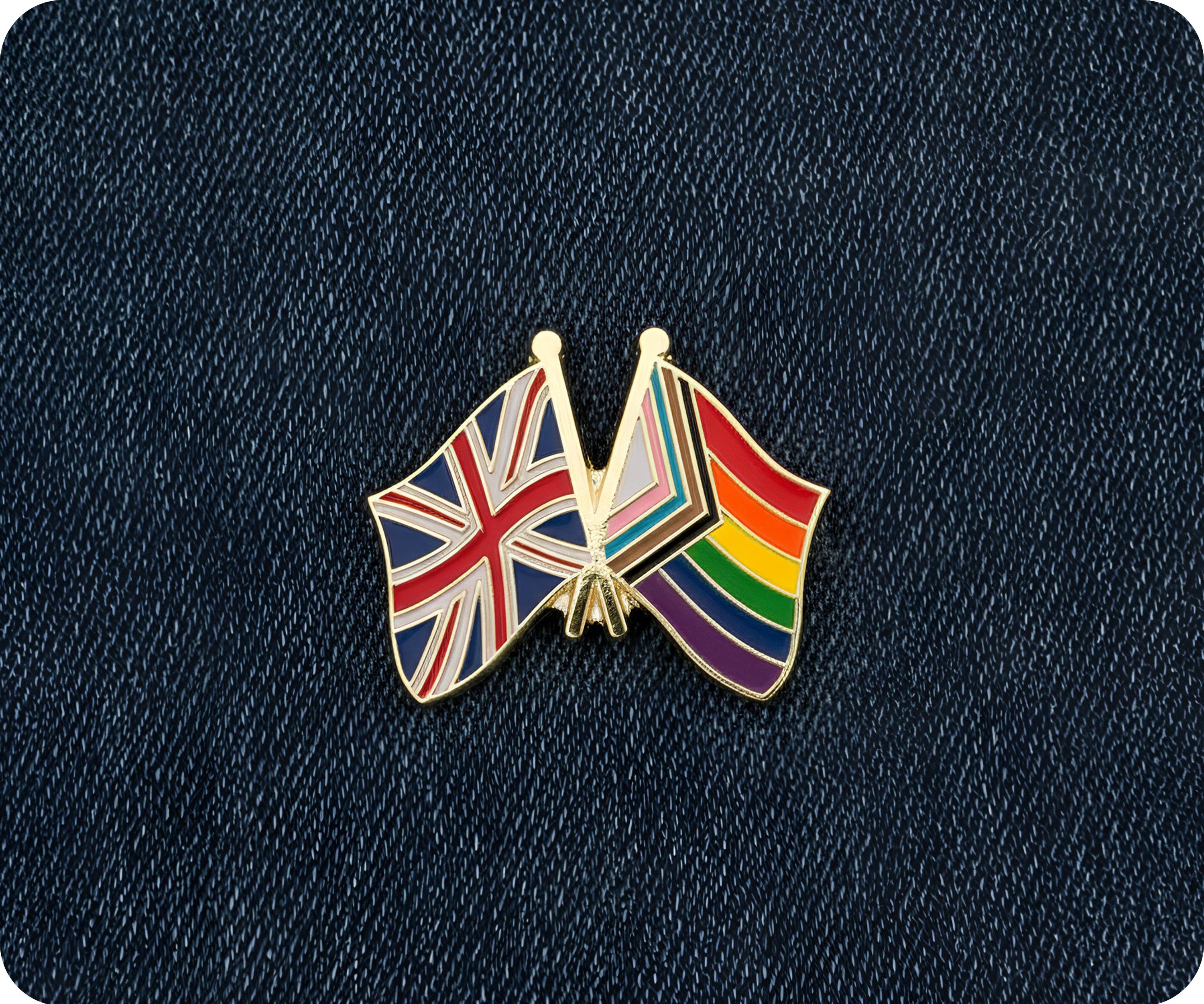 United Kingdom UK & Progress Pride Rainbow Friendship Pin Badge