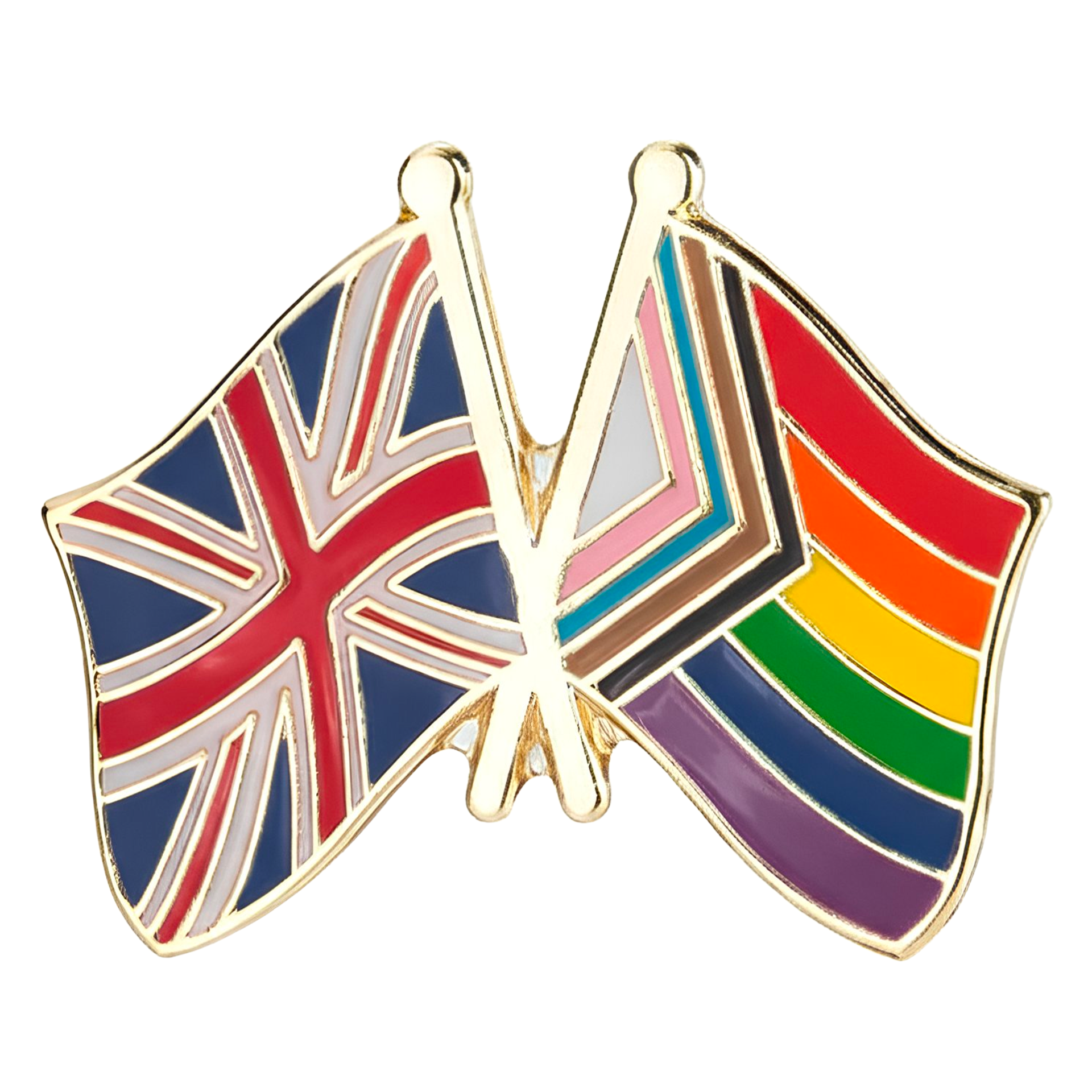 United Kingdom UK & Progress Pride Rainbow Friendship Pin Badge