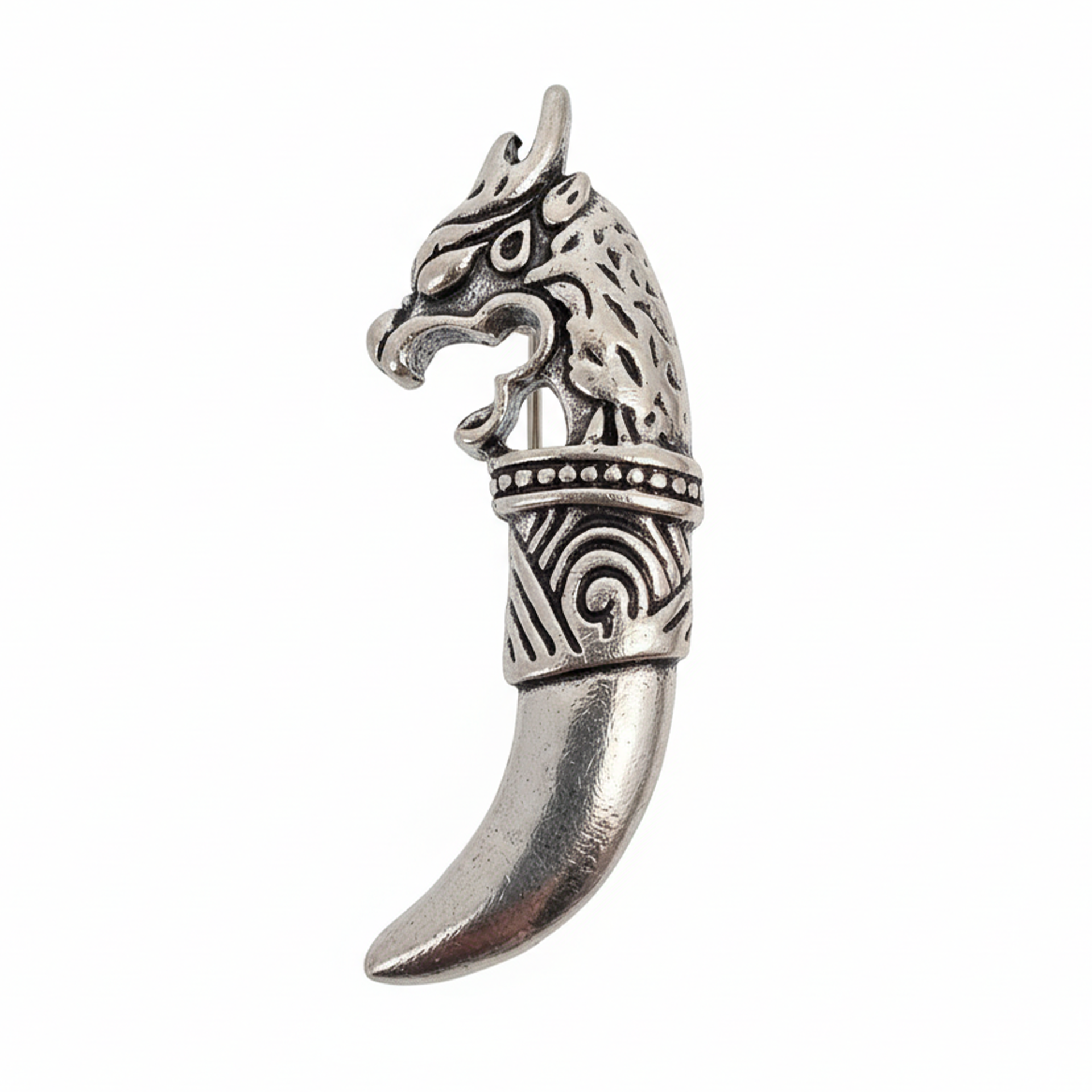 Nordic Viking Dragon Tooth Rune Pin Badge