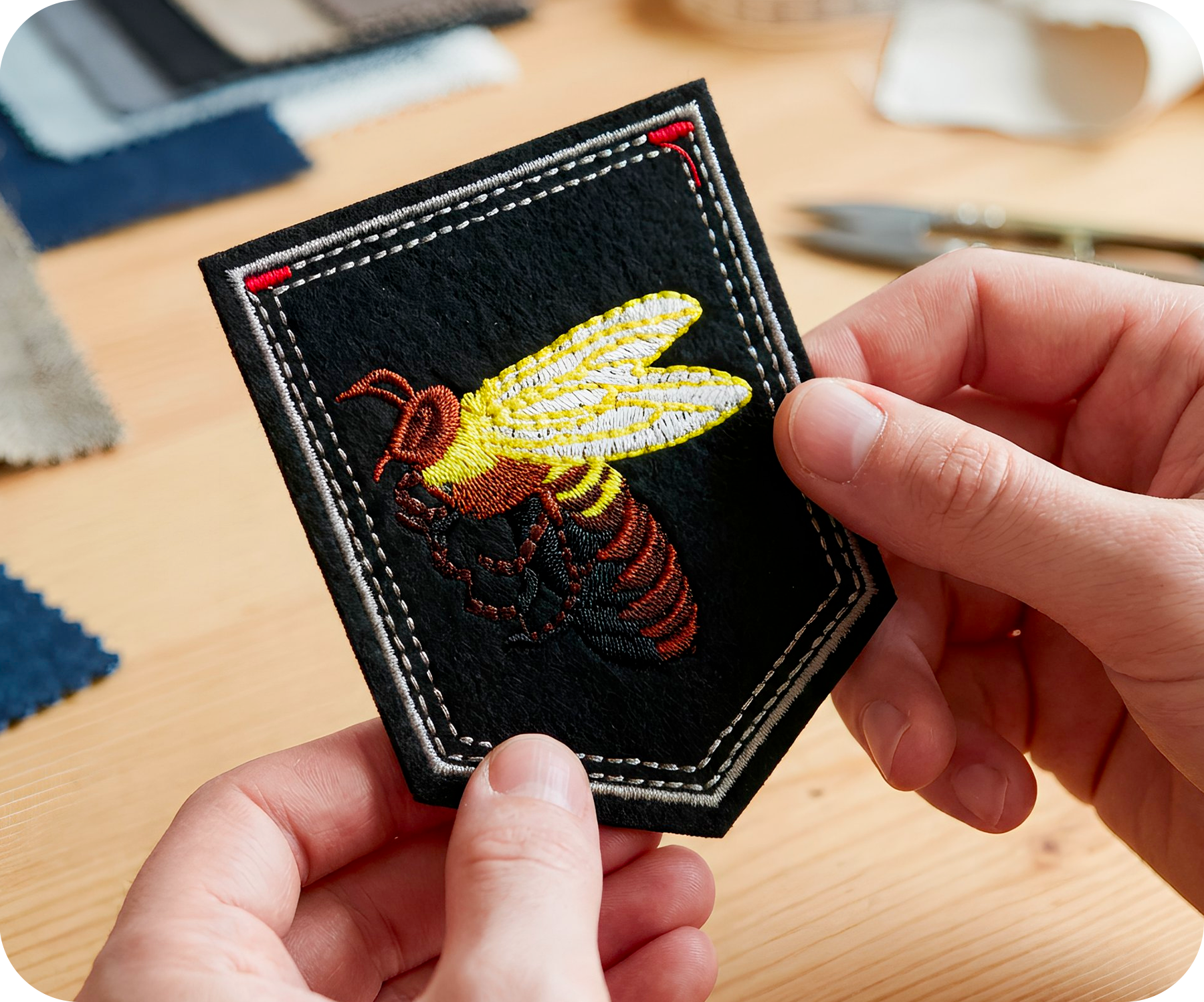 Wasp Hornet Inset & Shield Iron On Patch (9 x 7.6cm)