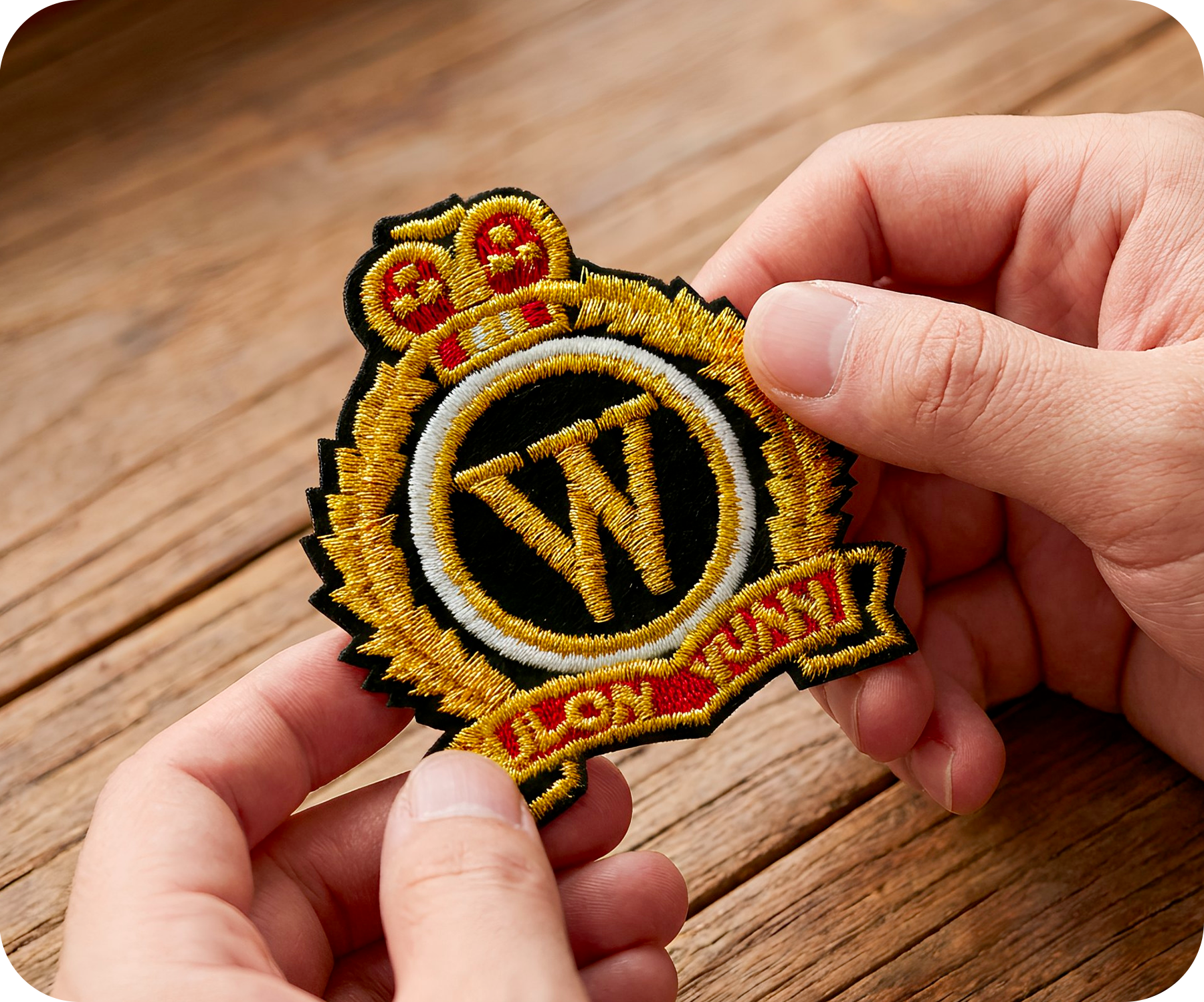 W Monogram Naval Captain Cap Badge Iron On Patch (5.5 x 6cm)