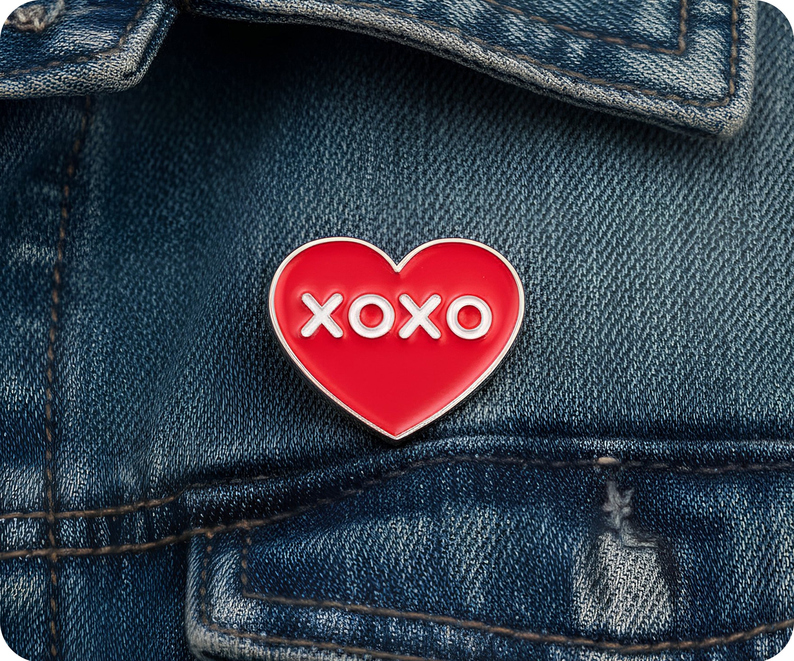 XOXO Love Heart Pin Badge