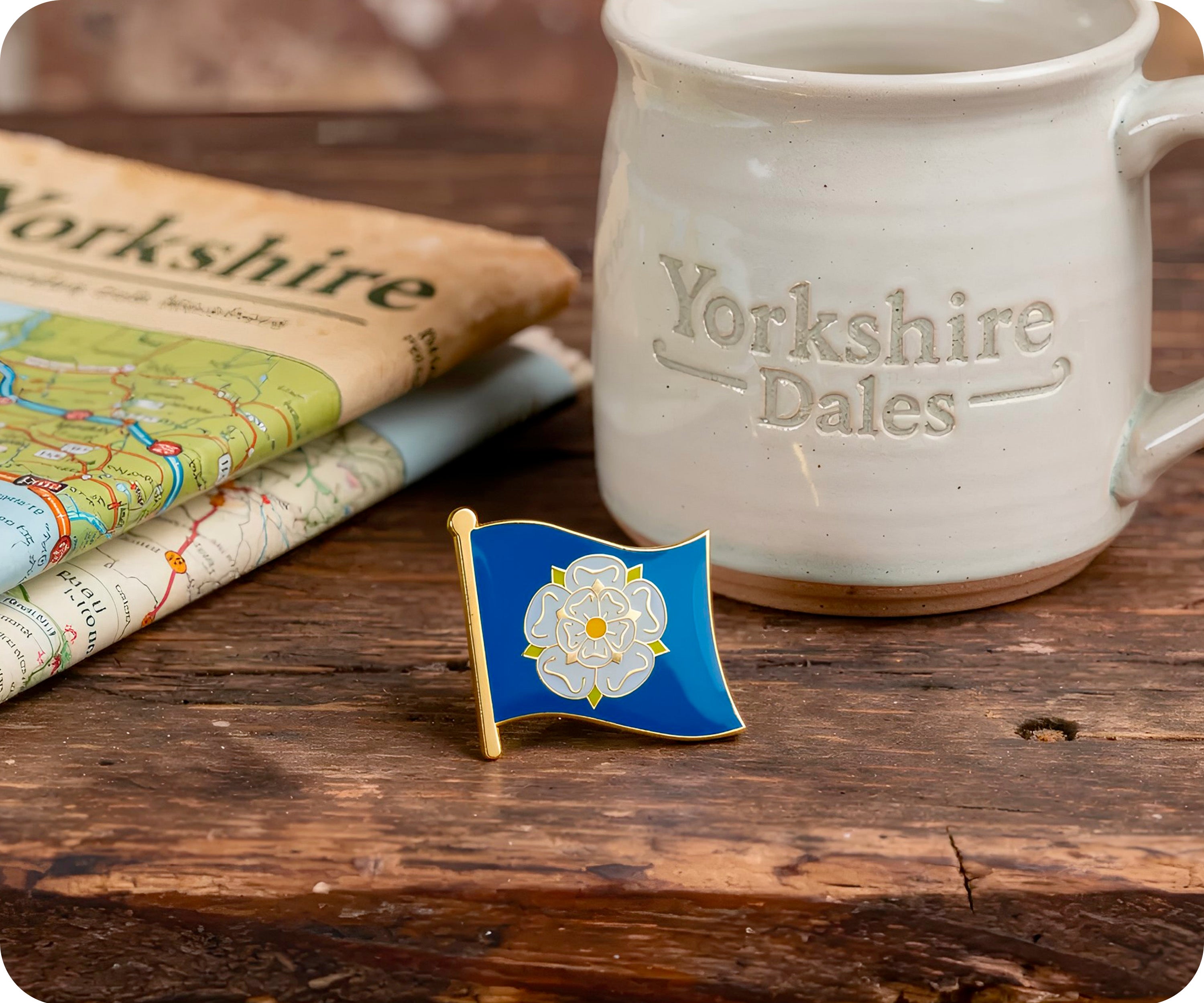 Pin con la bandera del condado de Yorkshire Rose