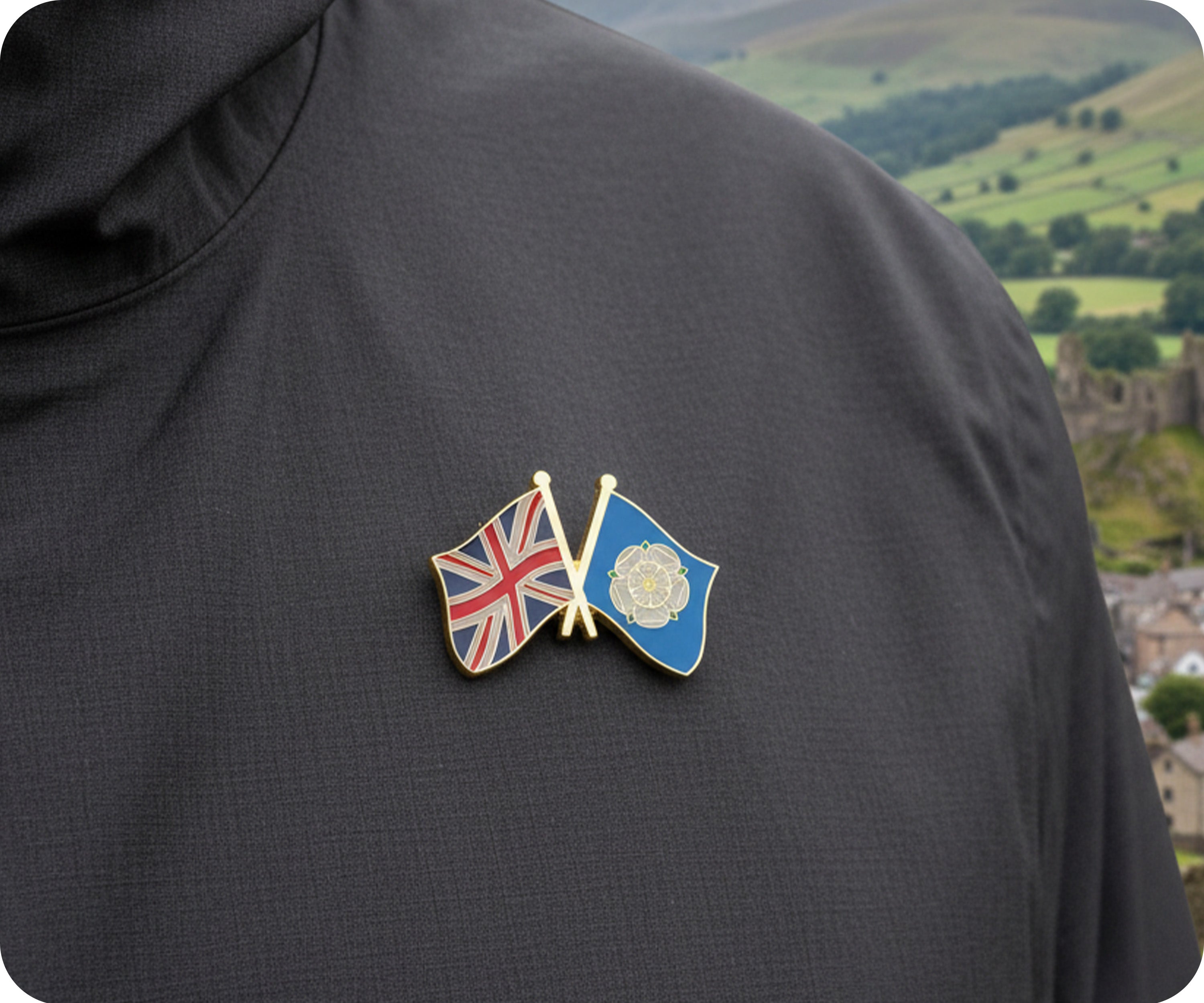 United Kingdom & Yorkshire White Rose Friendship Pin Badge