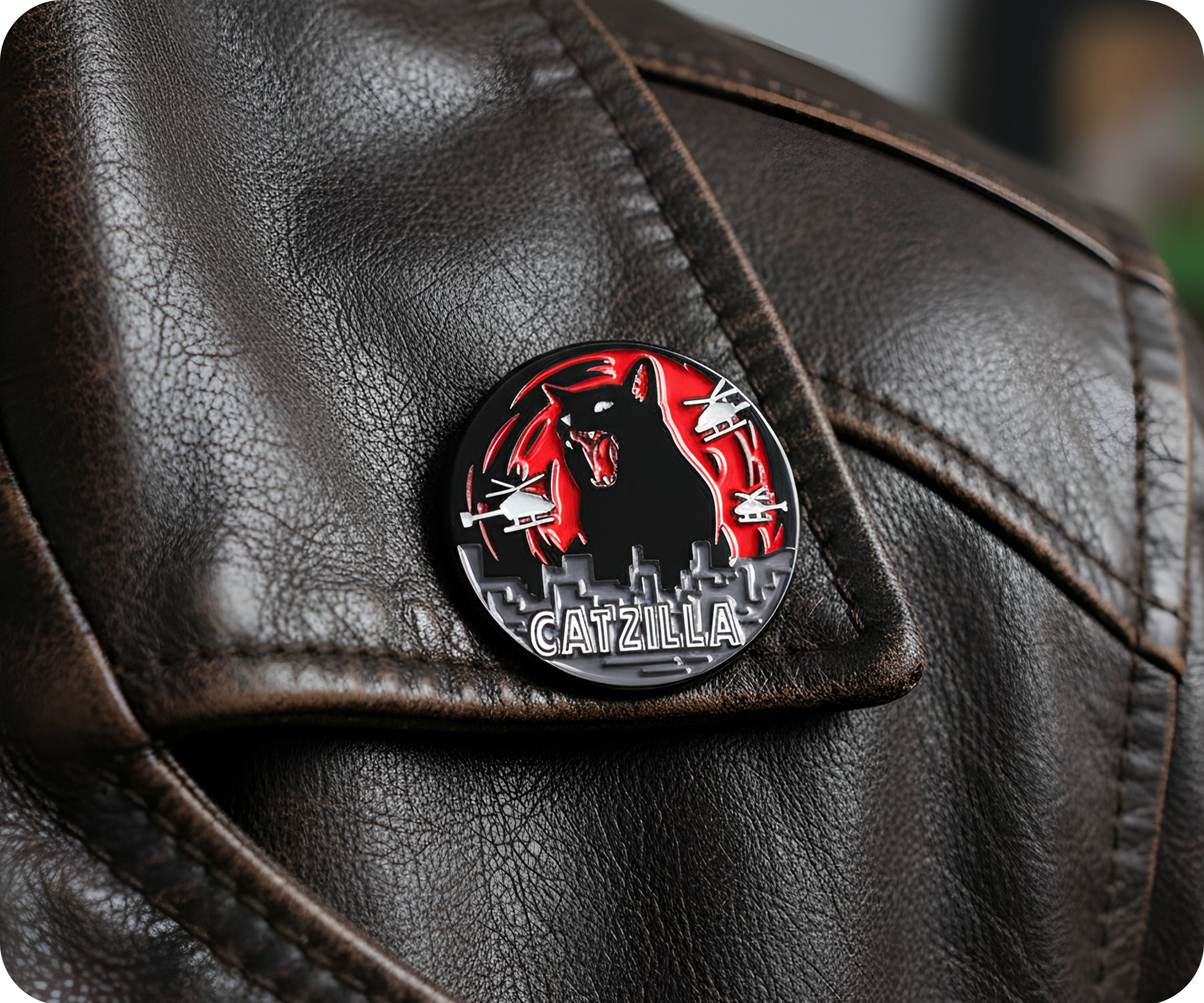 Catzilla Pin Badge