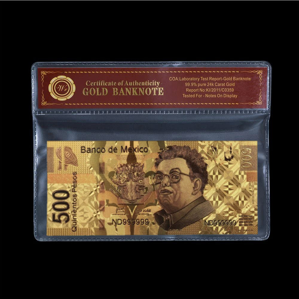 500 Mexican Pesos Golden Banknote