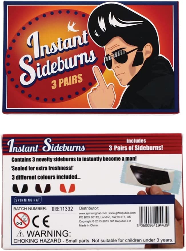 Instant Sideburns Costume Novelty Fancy Dress Joke Gag Facial Hair Fake Beard