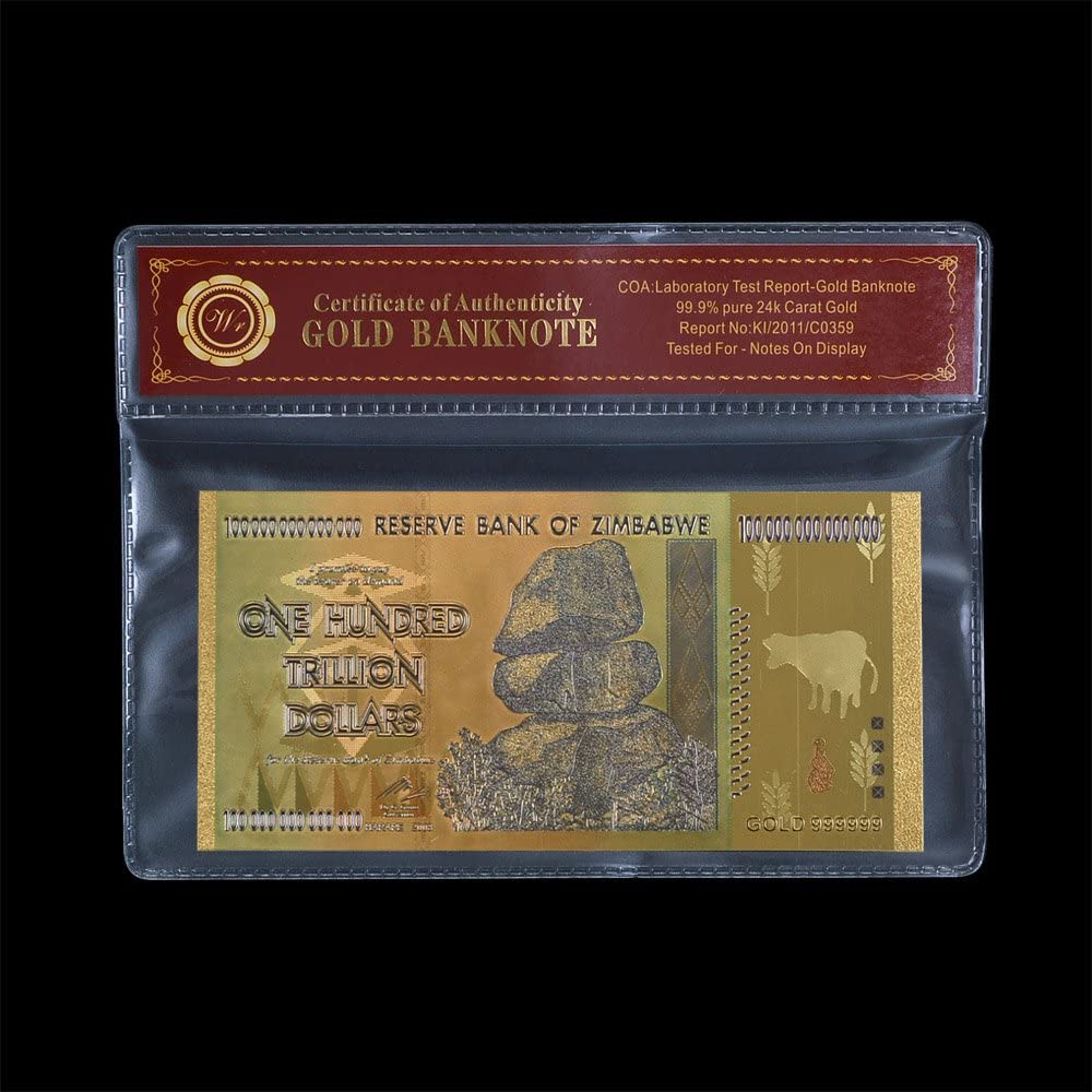 Zimbabwe 100 Trillion Dollar Golden Banknote – Tigoli