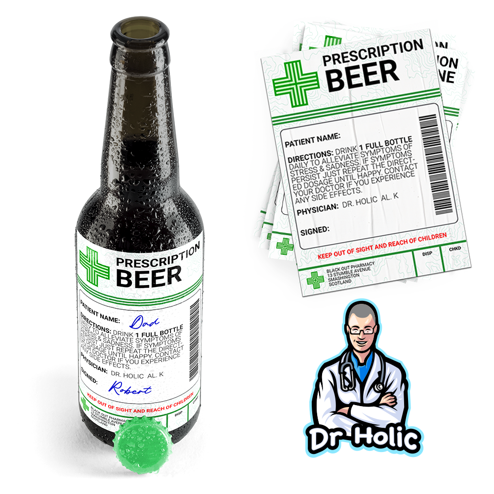 Beer Prescription Medical Alcohol Bottle Gift Funny Drinks Sticker
