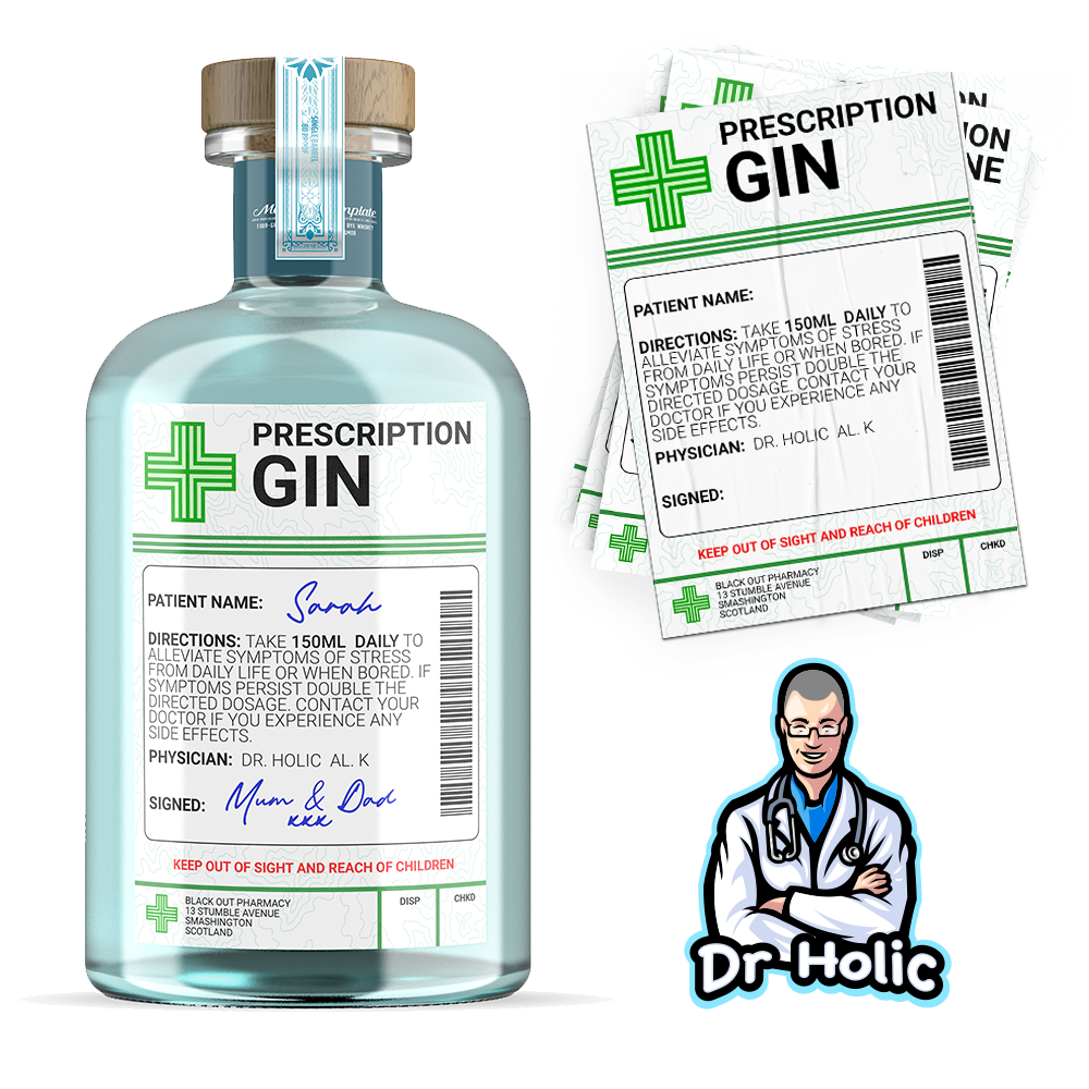 Gin Prescription Medical Alcohol Bottle Gift Funny Drinks Sticker