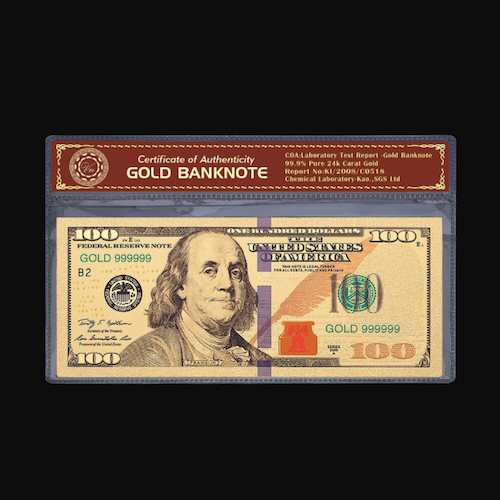 $100 Dollar Golden Banknote