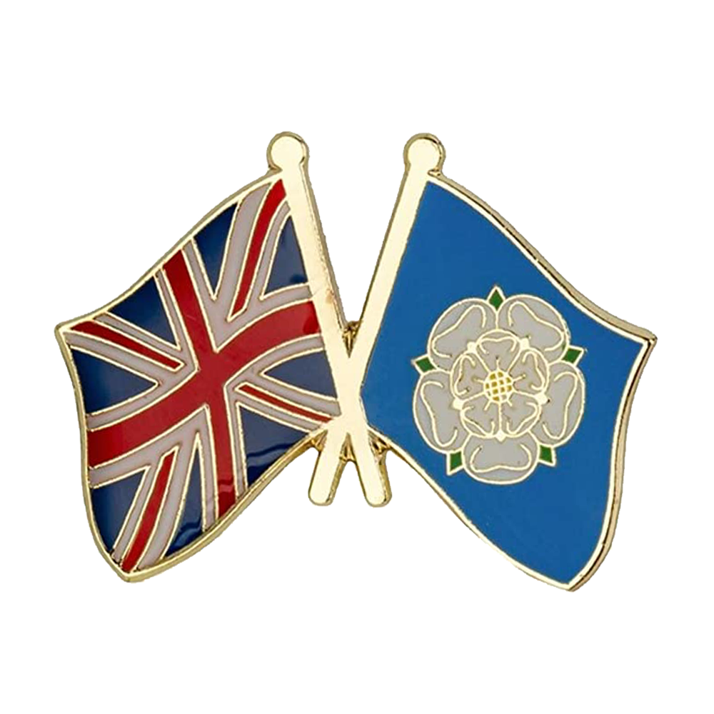 Pin de la amistad con la rosa blanca del Reino Unido y Yorkshire