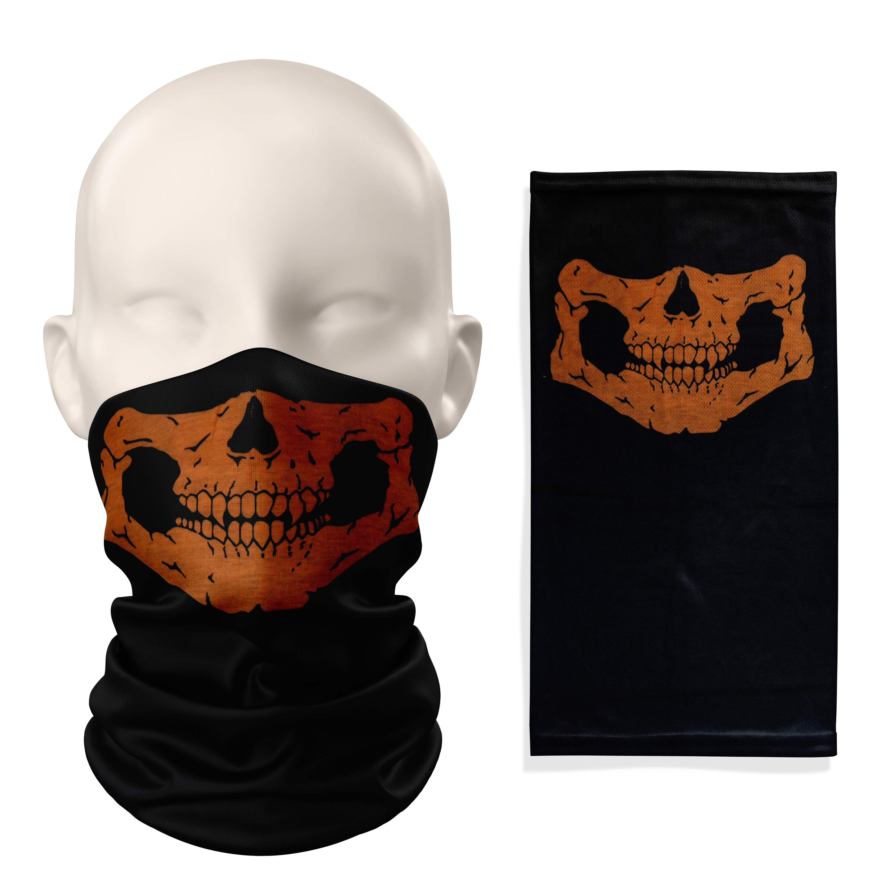Skull Orange Snood– Breathable Mask Neck Gaiter Face Covering
