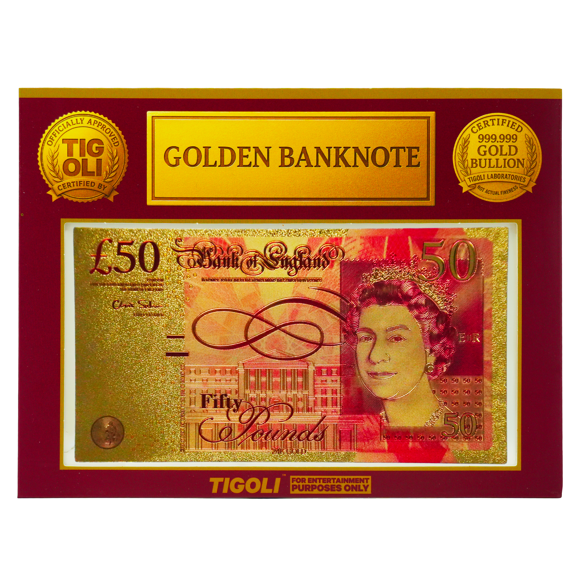 £50 United Kingdom Pounds Golden Banknote