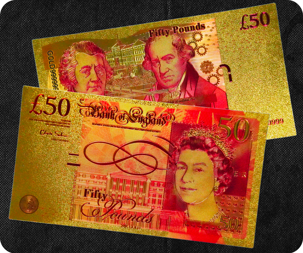 £50 United Kingdom Pounds Golden Banknote