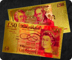 £50 United Kingdom Pounds Golden Banknote