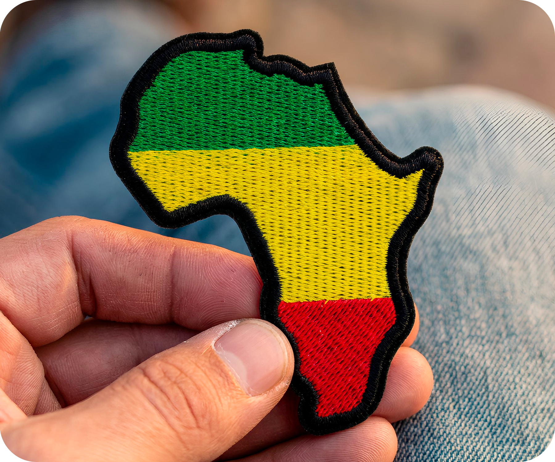 Africa Continent Shape & Flag Iron On Patch (9 x 7cm)