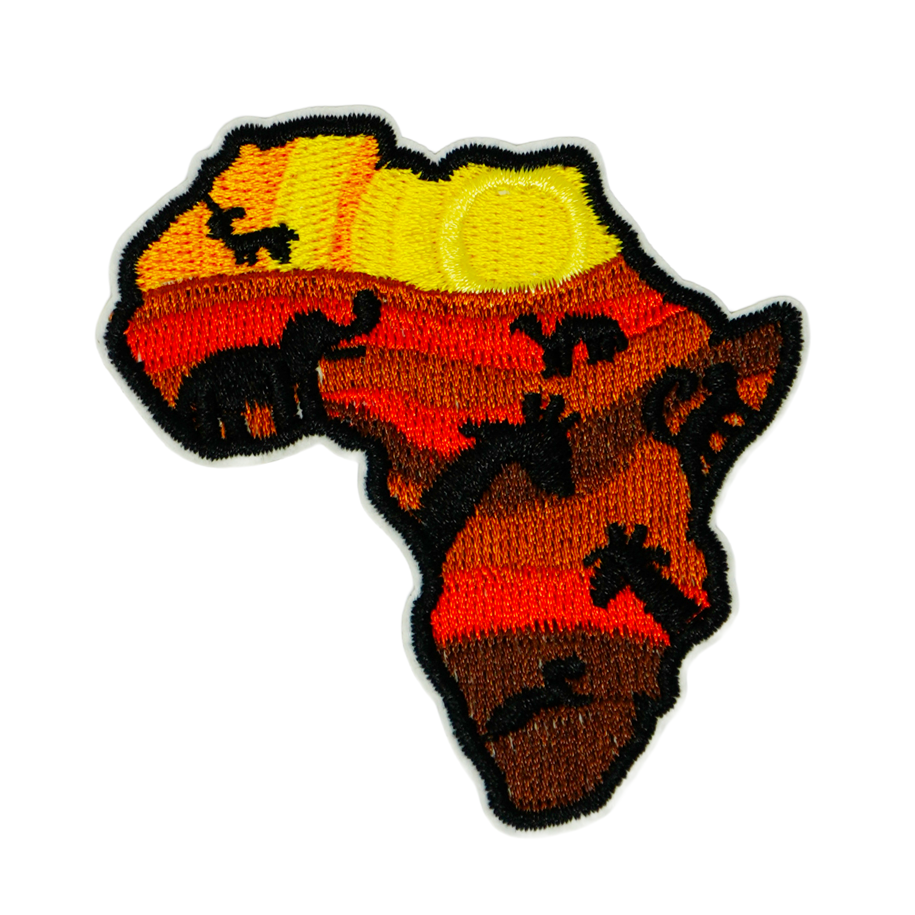 Africa Continent Shape Safari Animals Iron On Patch (7 x 6.5cm)