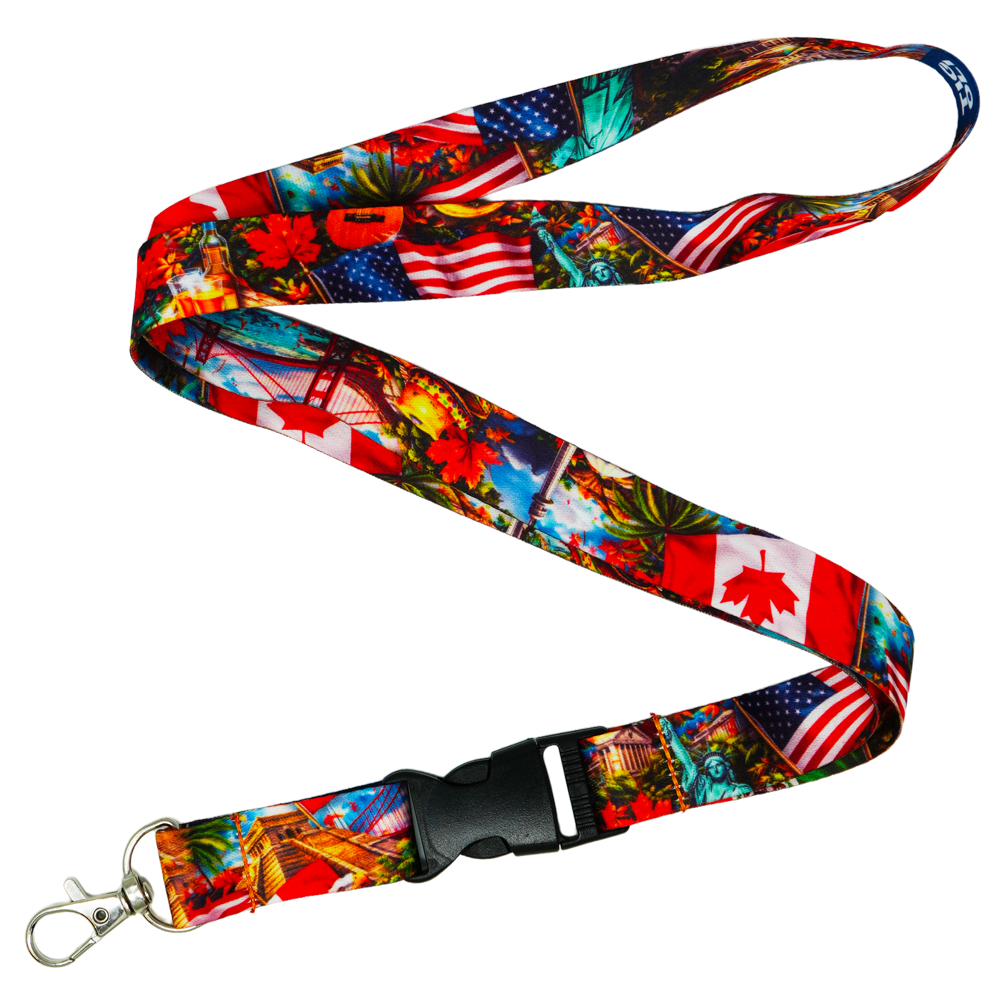 North America Culture Flag USA Canada Patriotic Lanyard Main image