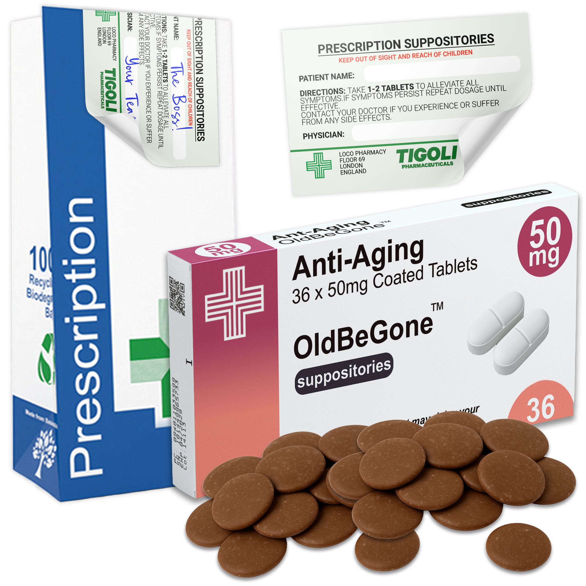 Caramelos de broma con receta médica anti-coños, 36 g | Veganos y vegetarianos